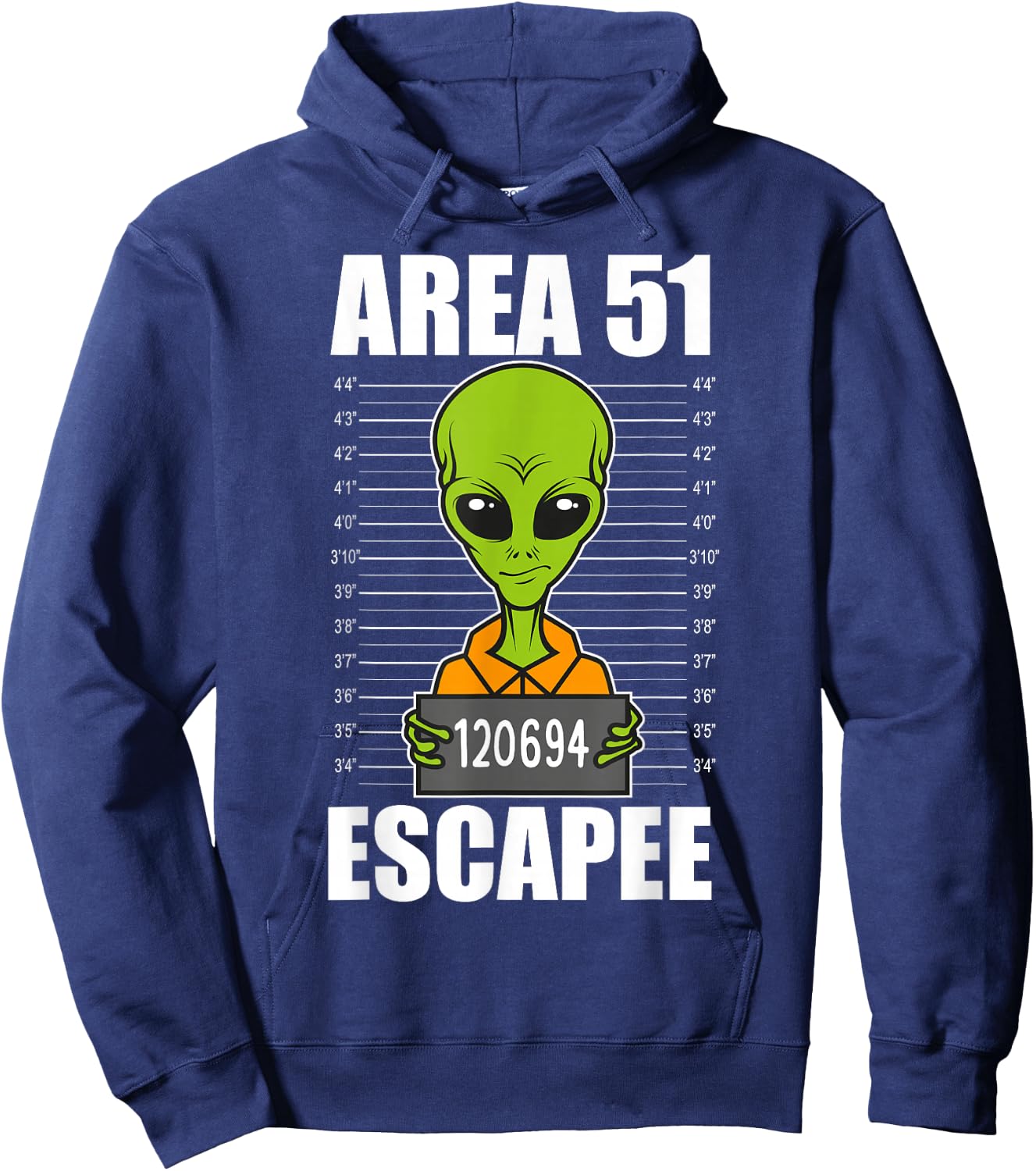 Storm Area 51 Alien Escapee from Area 51 - Alien Mugshot Hoodie - Hoodie | Navy