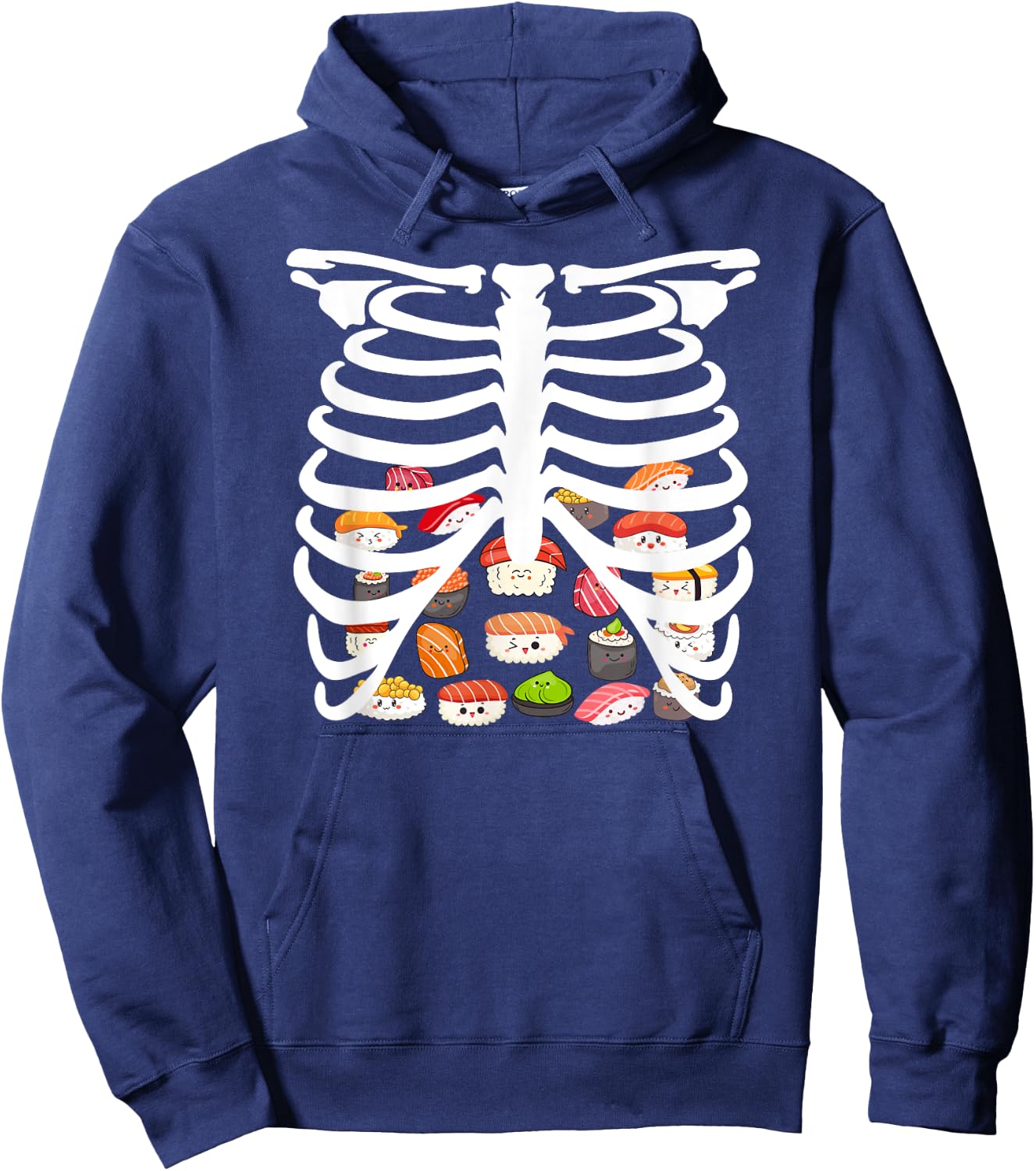 Halloween Japanese dish Food Rib Cage Skeleton Sushi Hoodie - Hoodie | Navy