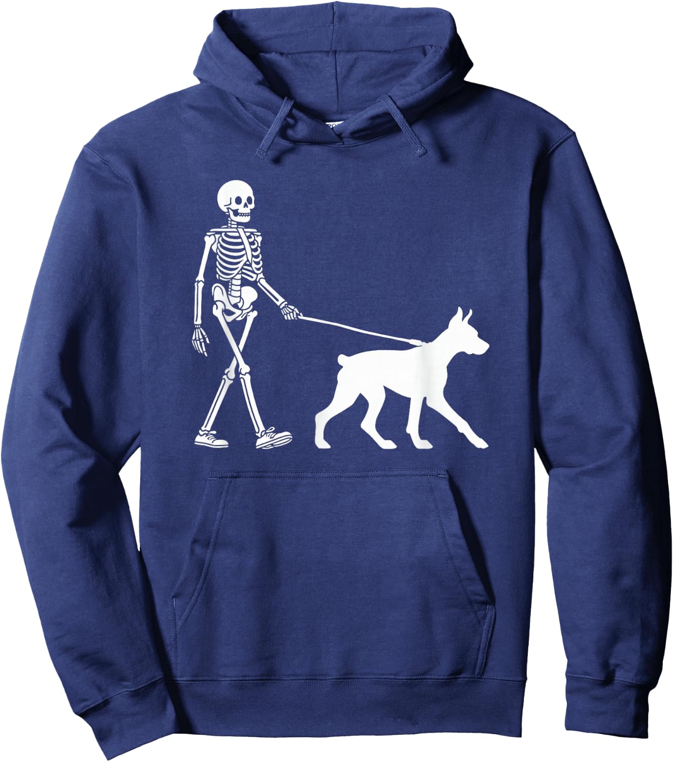 Skeleton Walking a Dog Doberman Pinscher Halloween Outfit Hoodie - Hoodie | Navy