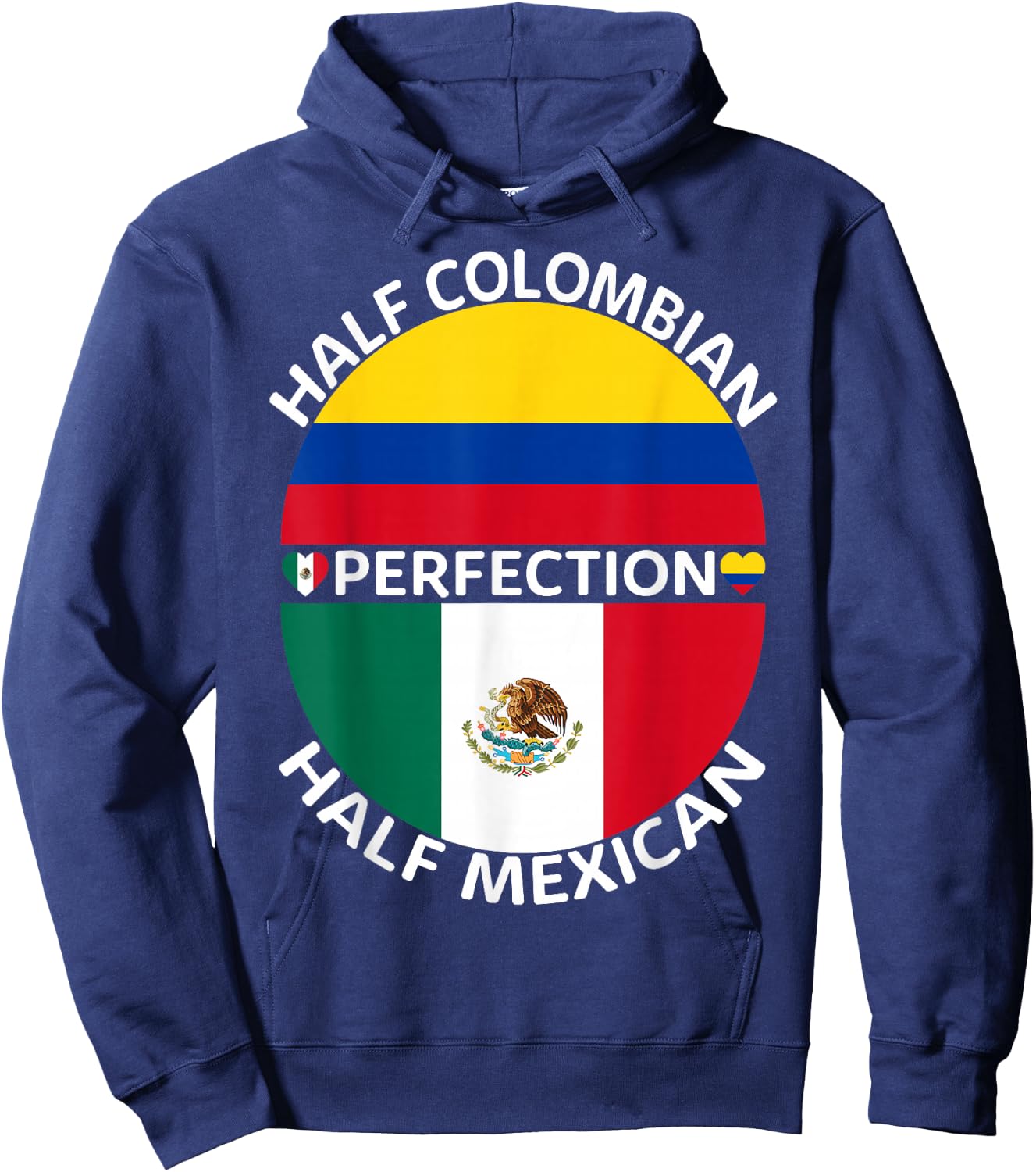 Half Mexican Half Colombian Mexico Colombia Flag Roots Men Hoodie - Hoodie | Navy