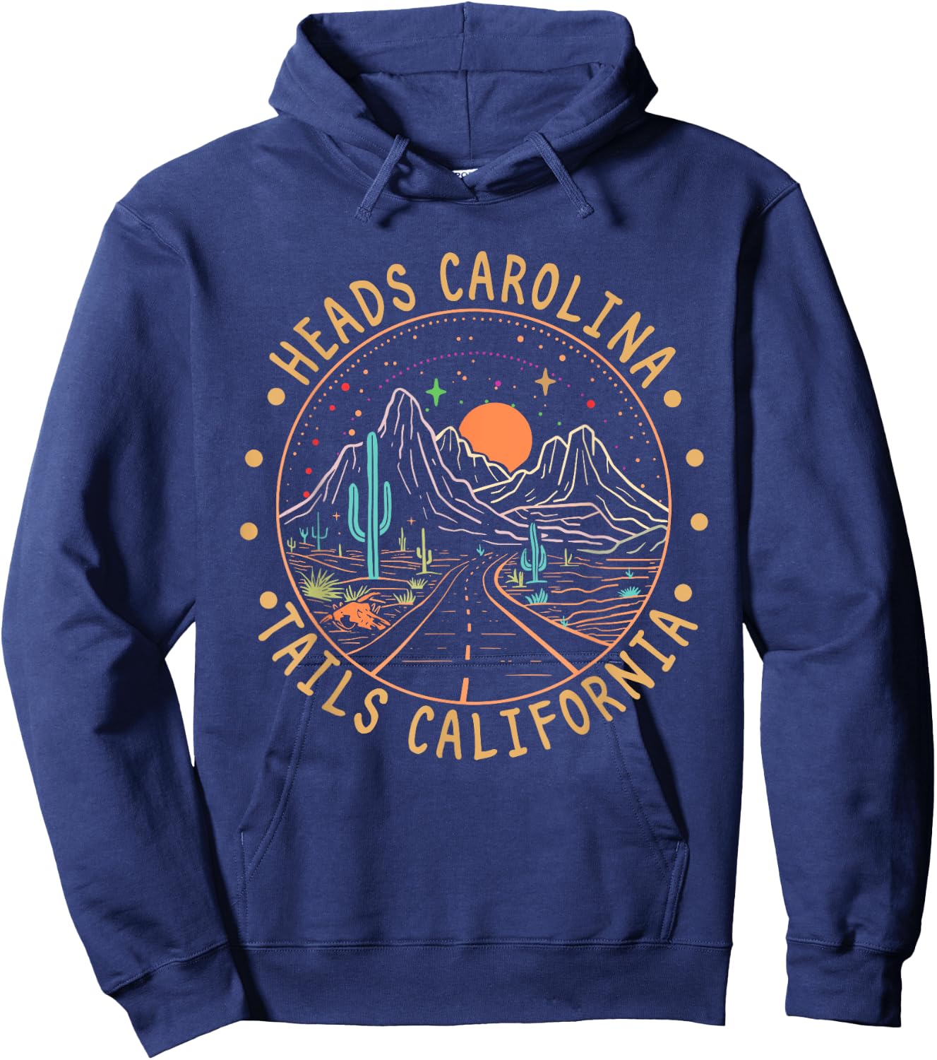 Heads Carolina Tails California Road Cactus Mountain Apparel Hoodie - Hoodie | Navy