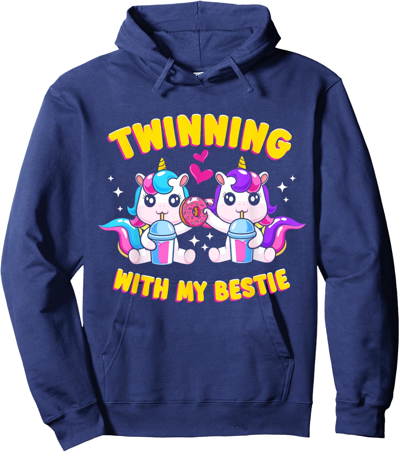 Twinning Bestie Friends Matching Twinning Unicorn Hoodie - Hoodie | Navy