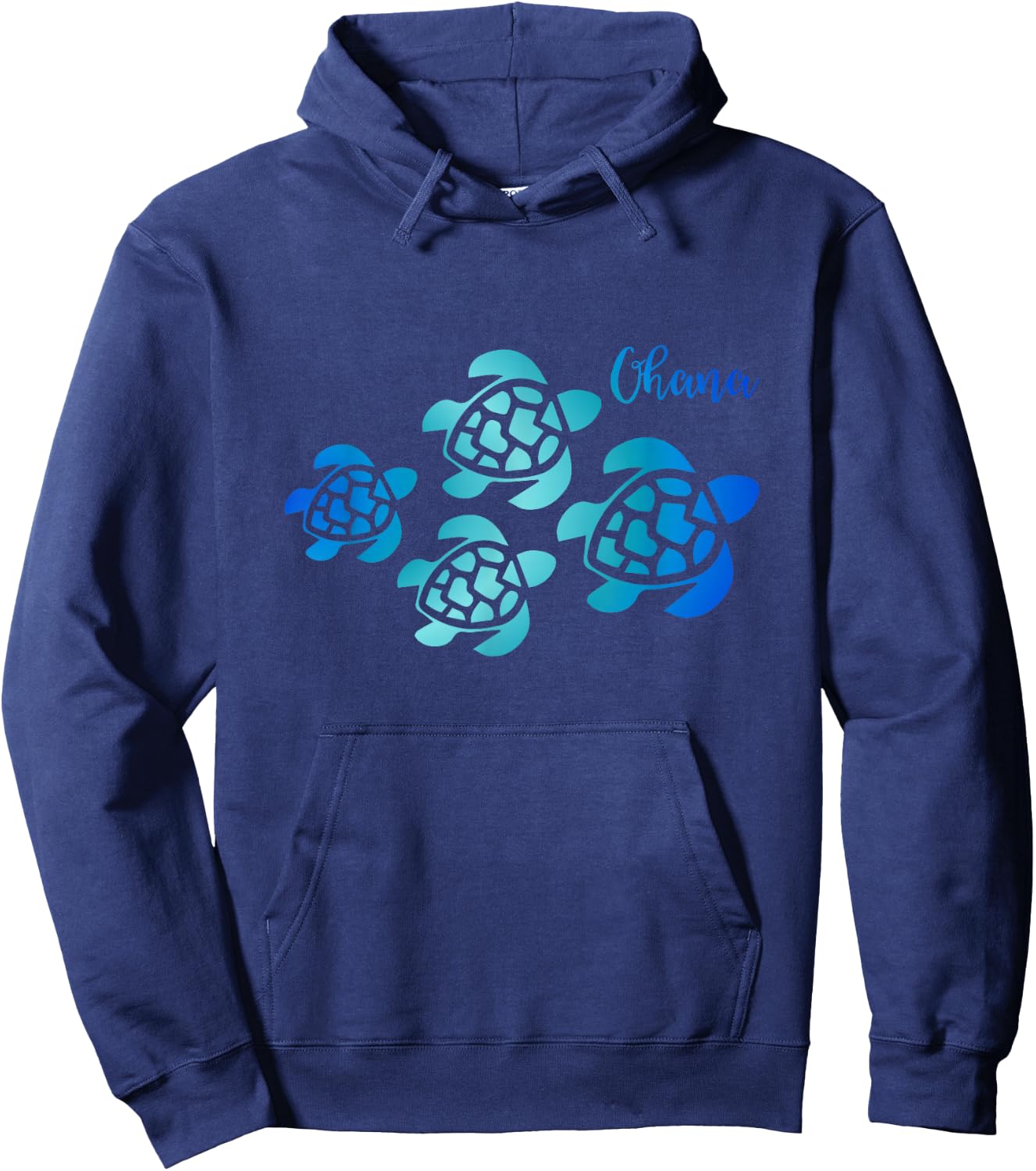 Ohana Sea Turtle Family Hawaii Vacation Tropical Hawaiian Hoodie - Hoodie | Navy