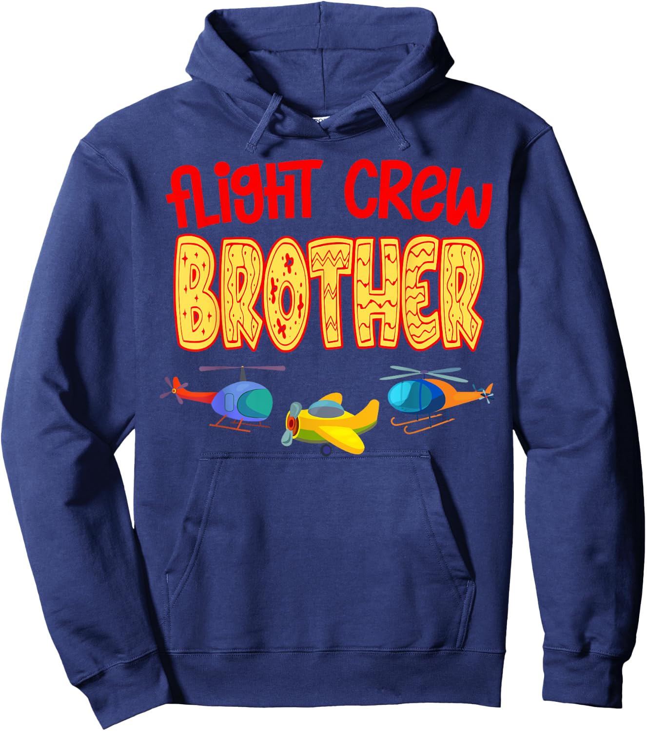 Flight Crew BROTHER Of The Birthday Funny Bday Family Humor Hoodie - Hoodie | Navy
