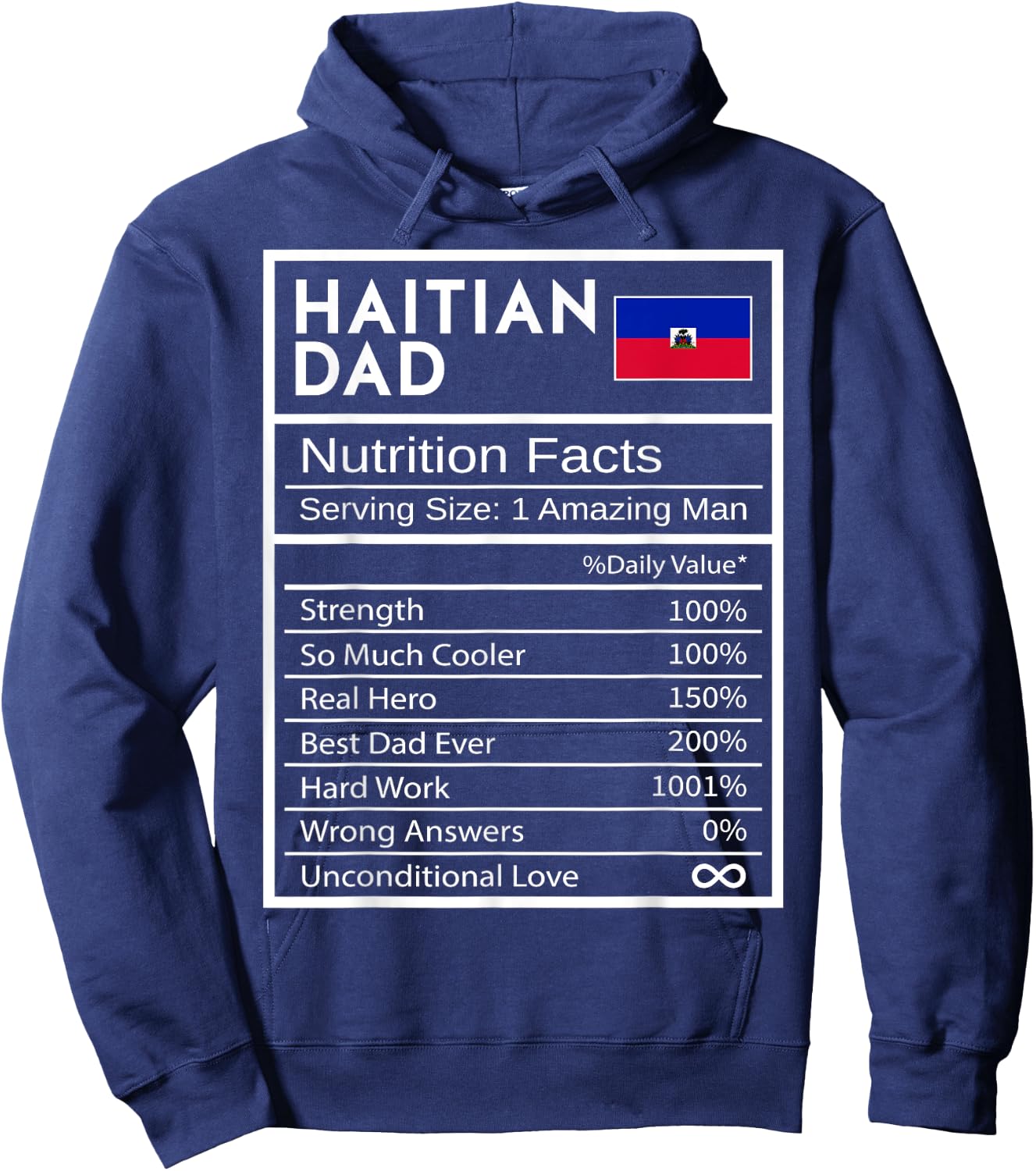 Haitian Dad Nutrition Facts National Pride Father's Day Hoodie - Hoodie | Navy