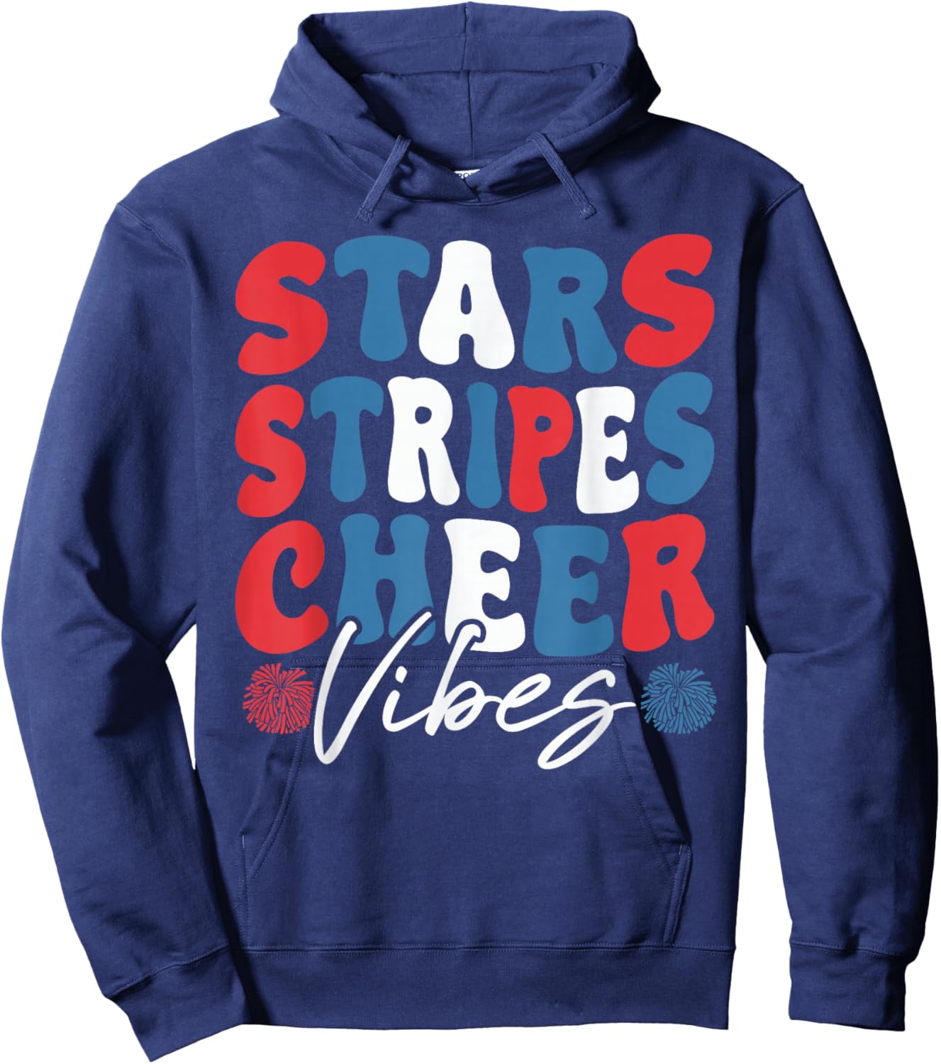 Cheer Vibes Patriotic Cheer Crew Cheerleader USA Bow Hoodie - Hoodie | Navy