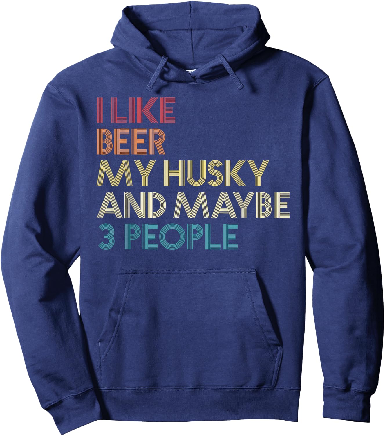 I Like Beer Husky And Maybe 3 People Siberian Husky Vintage Hoodie - Hoodie | Navy