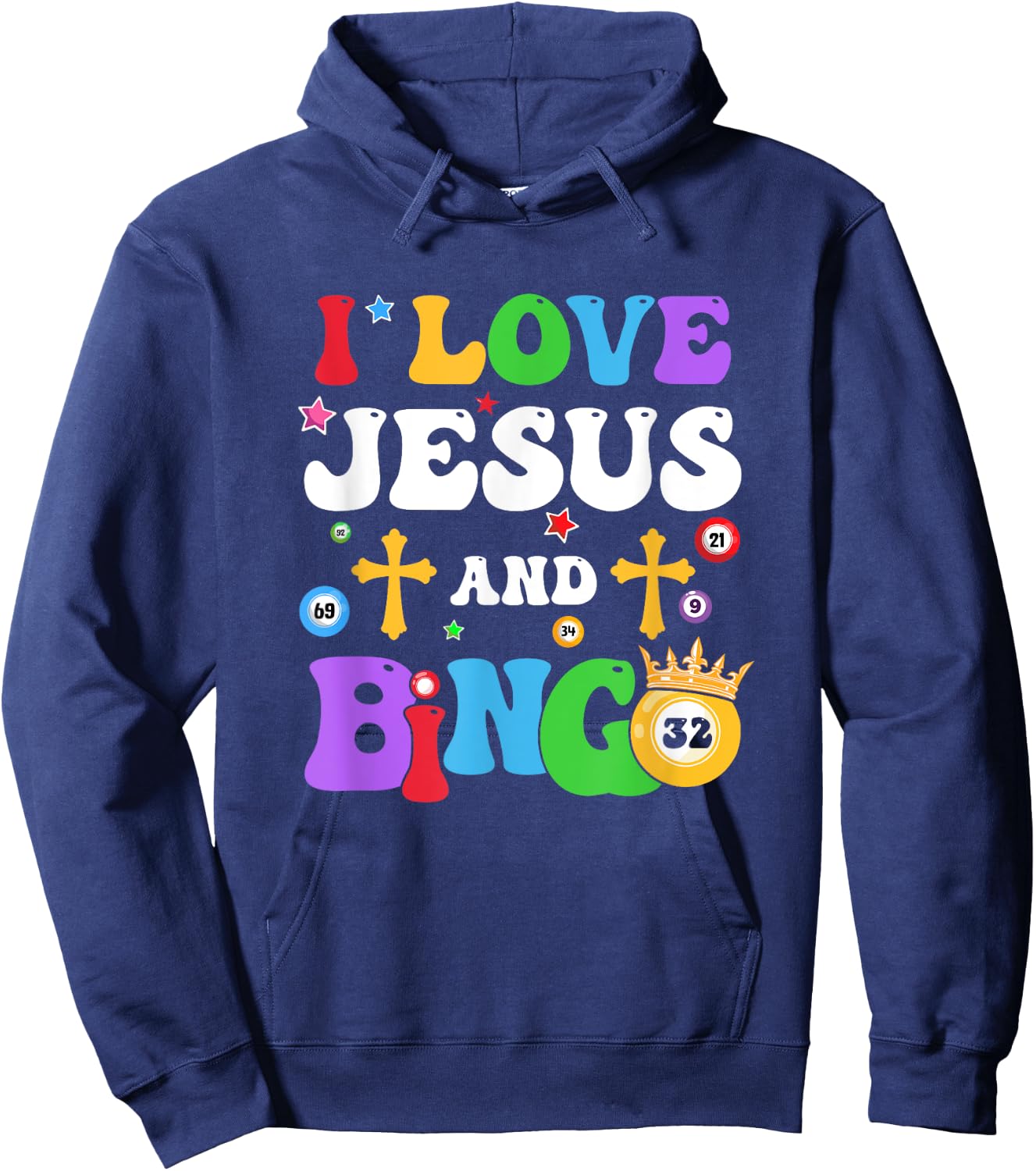 I Love Jesus And Bingo Christian Cross Board Games Hoodie - Hoodie | Navy