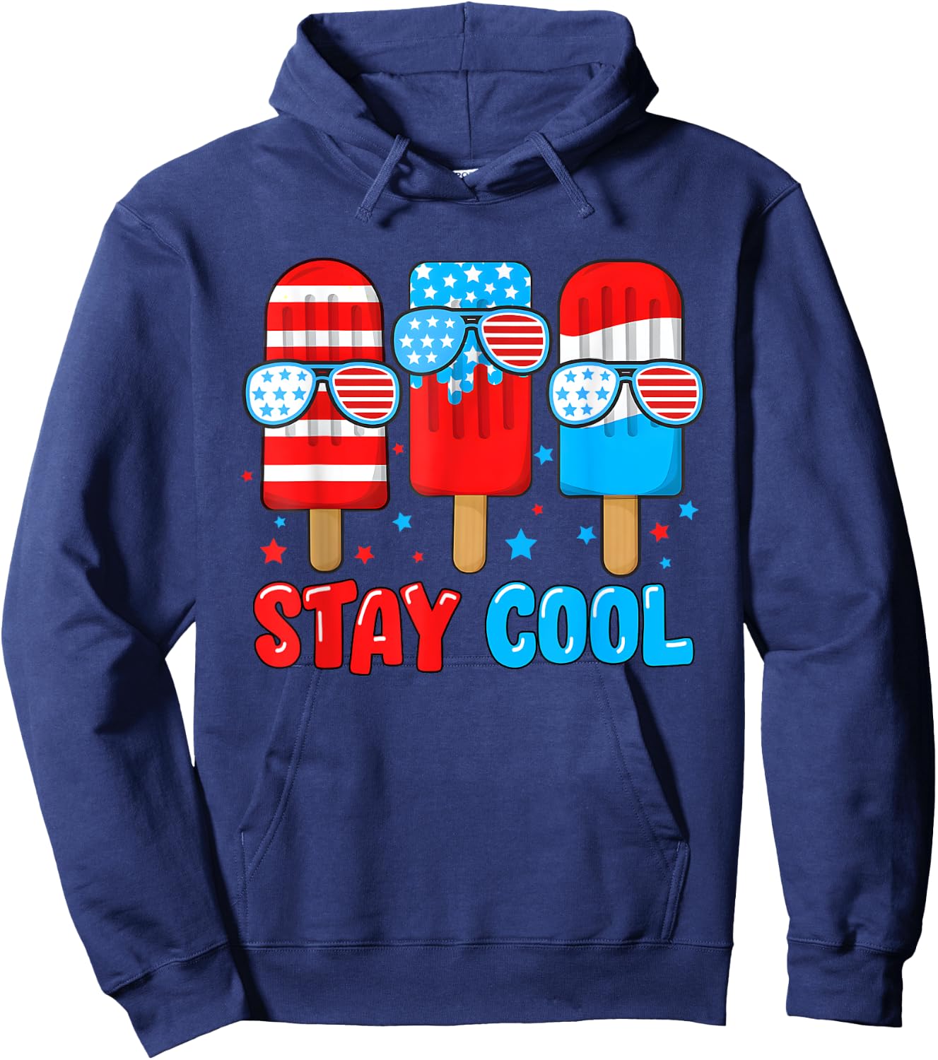 Stay Cool 4th July Ice Cream Sunglasses American Boys Girls Hoodie - Hoodie | Navy