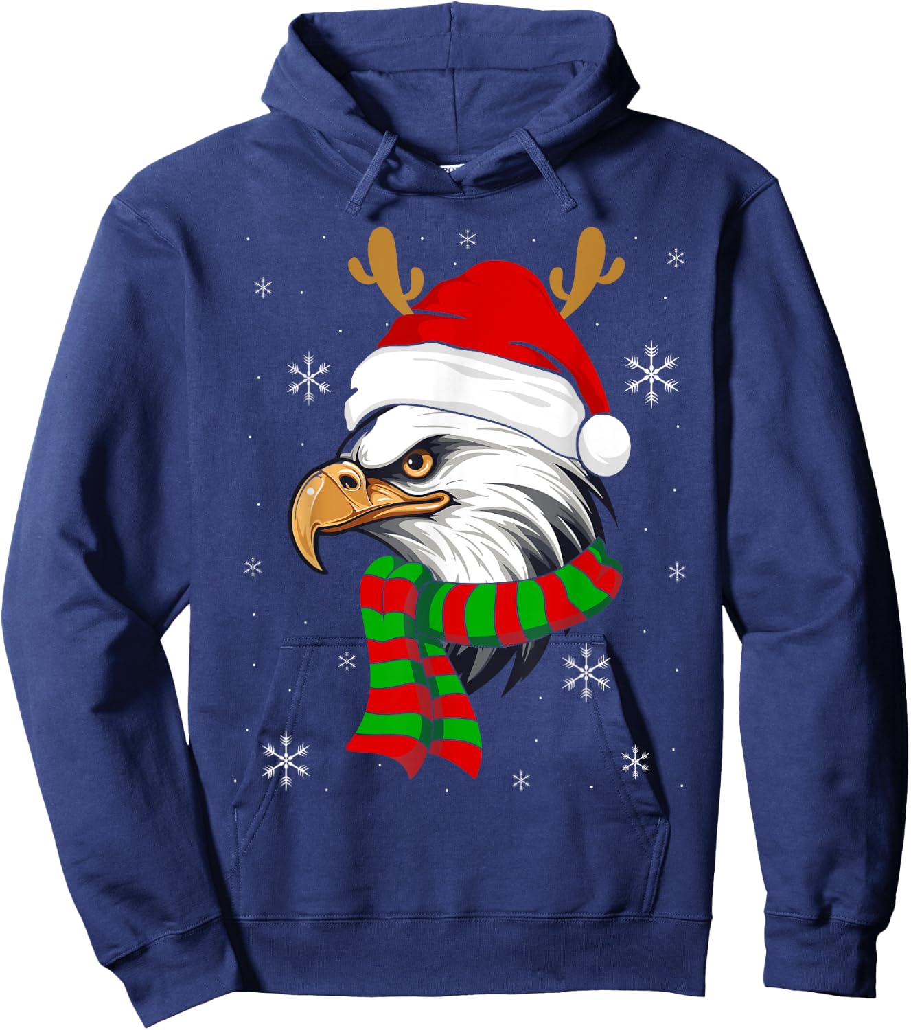 Christmas Eagle Patriotic Bald Eagle With Santa Hat Women Kids Men Hoodie - Hoodie | Navy