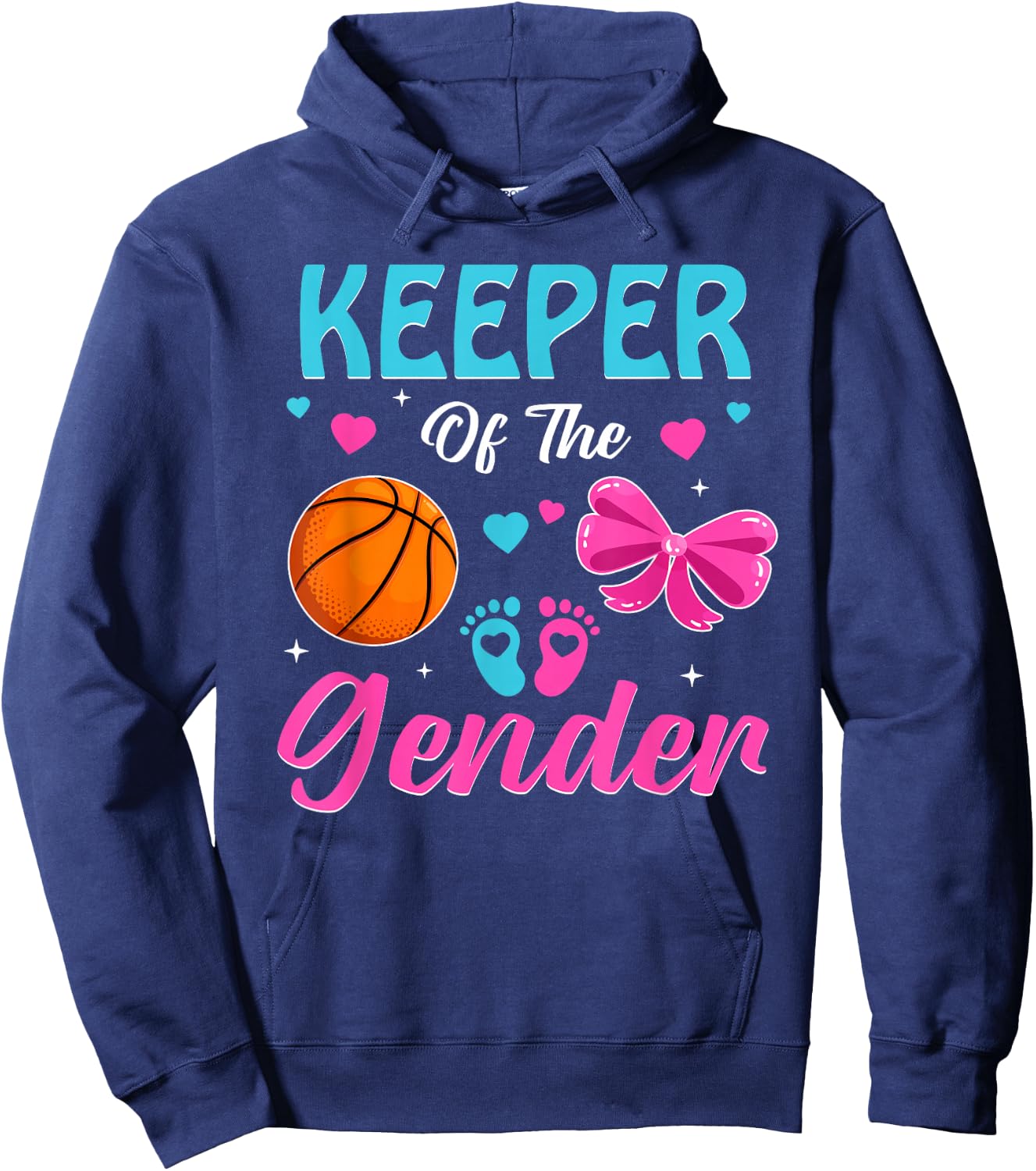 Keeper Of The Gender Basketball Gender Reveal Party Hoodie - Hoodie | Navy