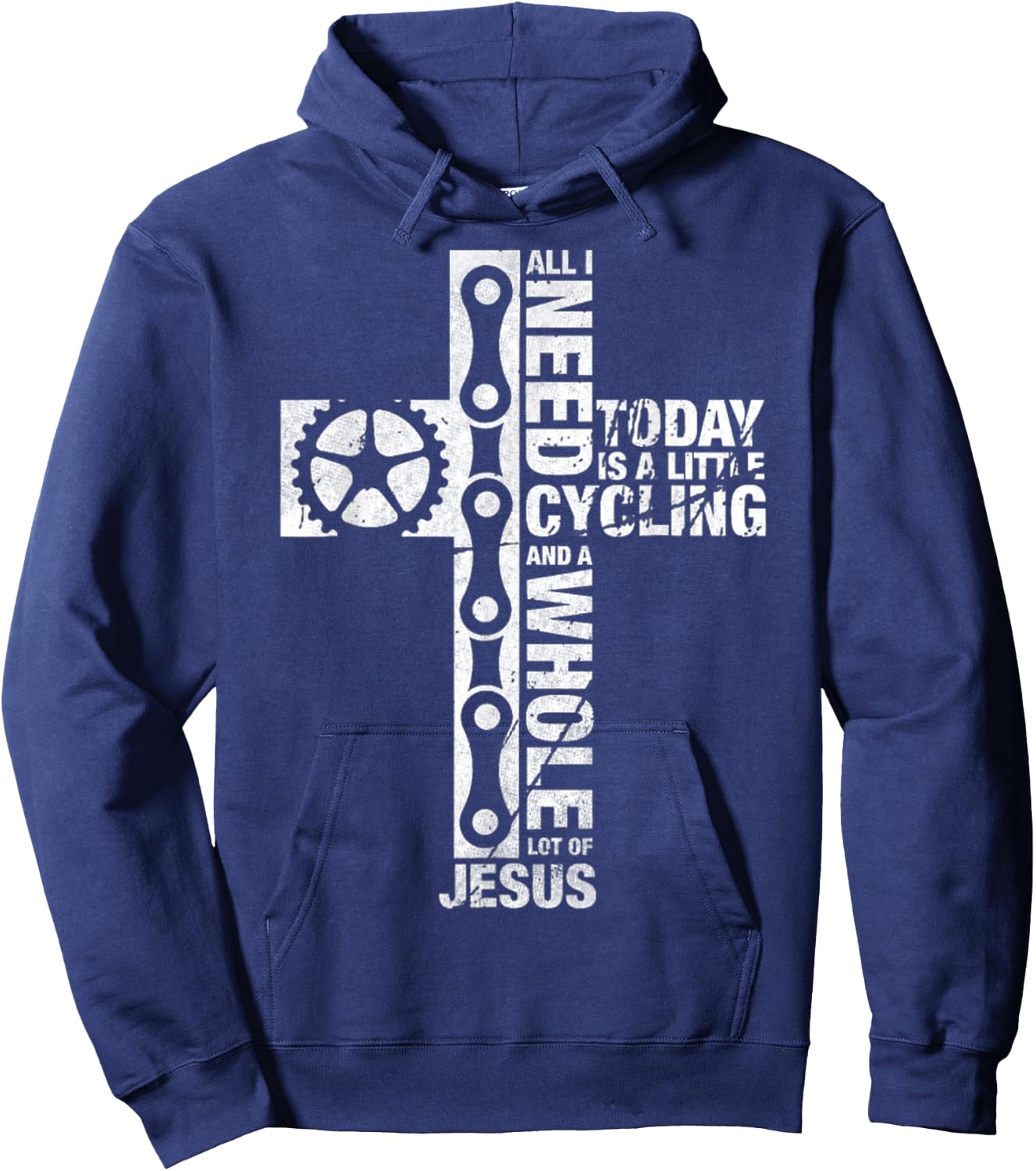Vintage I Need Is Cycling And Jesus Christian Religious Hoodie - Hoodie | Navy