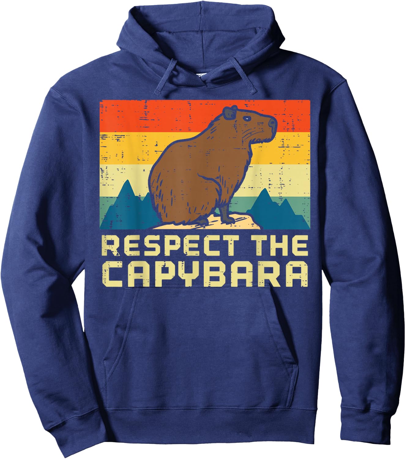 Respect The Capybara Retro Capy Rodent Animal Men Women Kids Hoodie - Hoodie | Navy