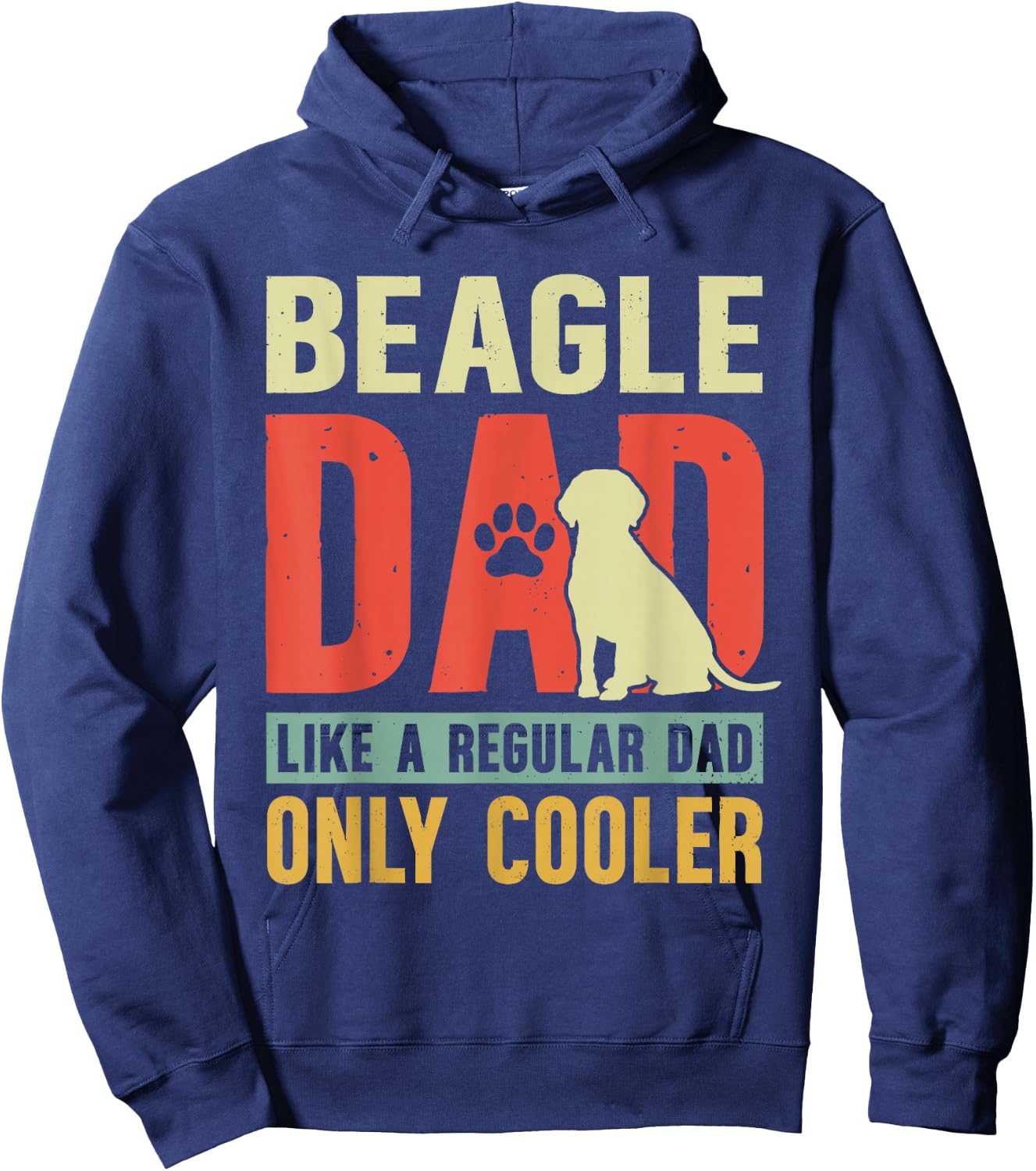 Beagle Dad Funny Father's Day Vintage for Beagle Dog Owner Hoodie - Hoodie | Navy