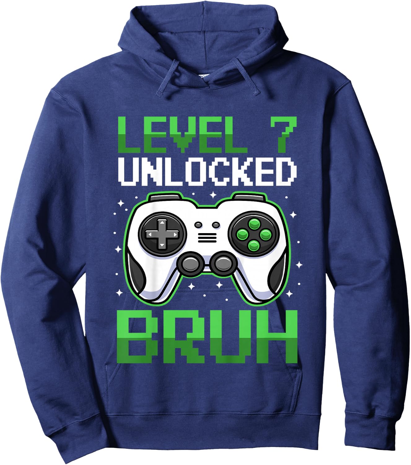 Kids Level 7 Unlocked Bruh 7 Years Old Video Gamer Birthday Boy Hoodie - Hoodie | Navy