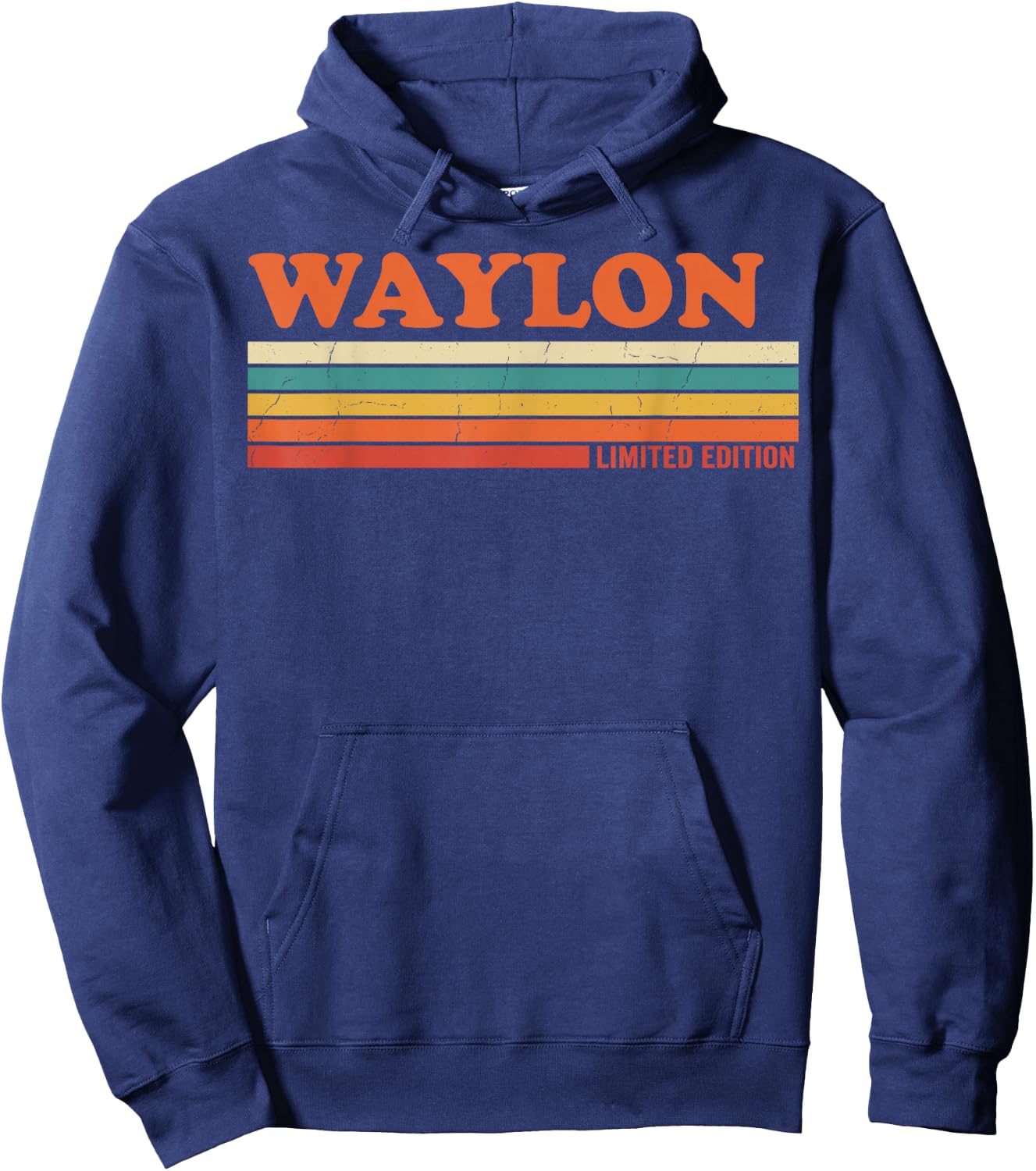 Waylon Retro Personalized First Name Vintage Stripes Hoodie - Hoodie | Navy