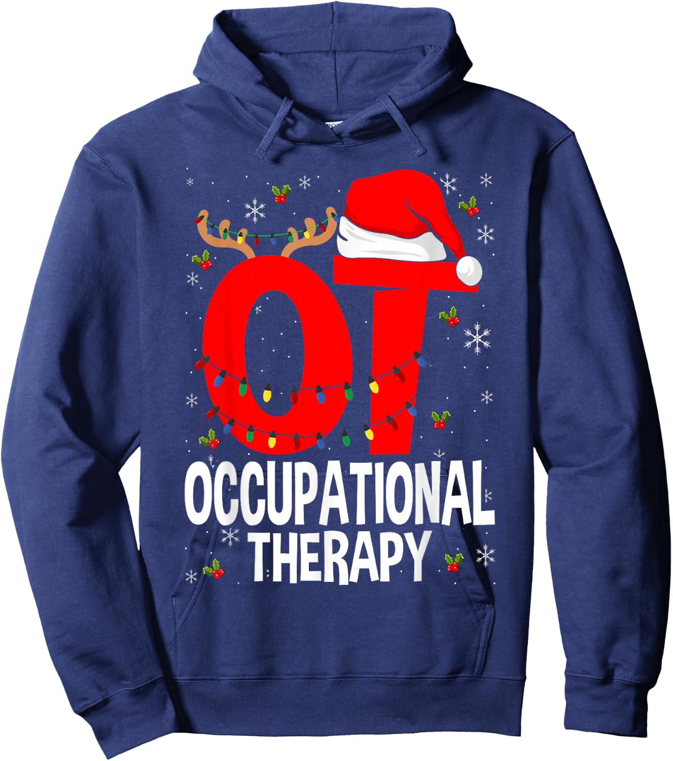 Therapy Christmas Lover Gift Co. Occupational Therapy Retro Groovy OT Therapist Hoodie - Hoodie | Navy