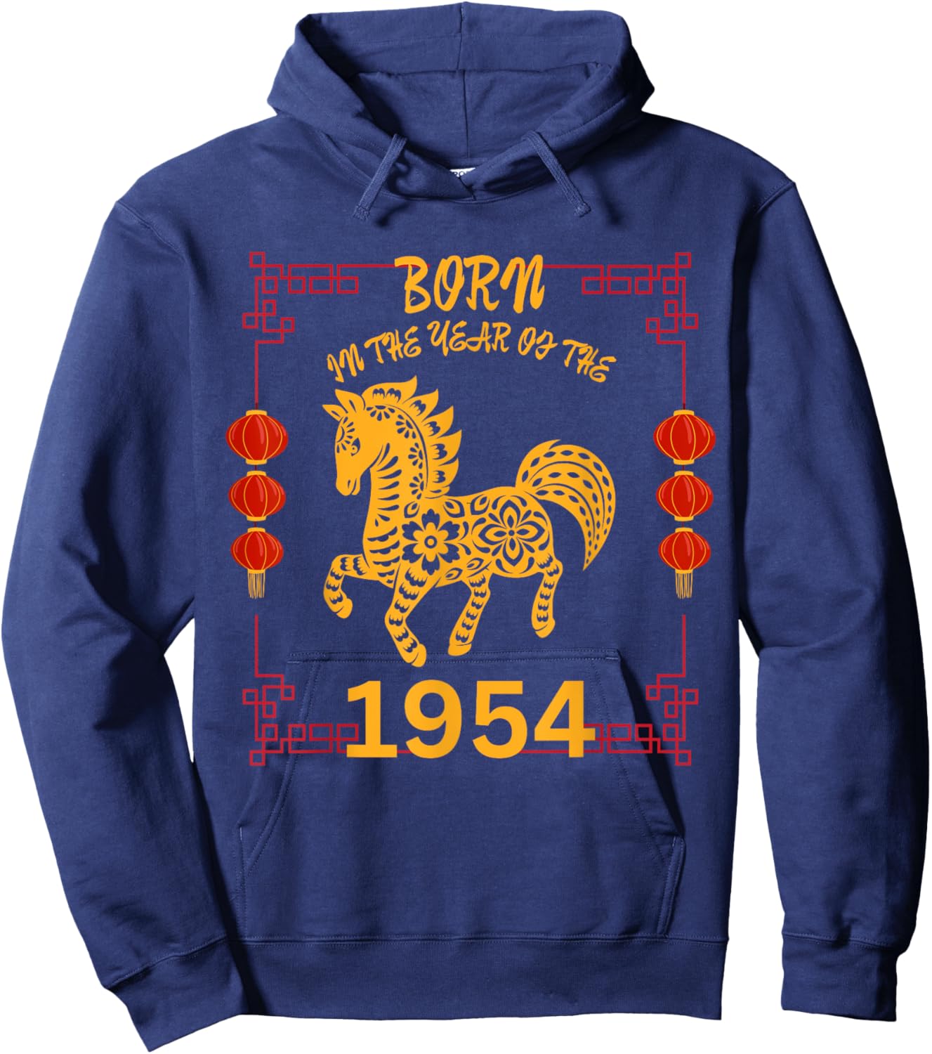 Born in the Year of the Horse 1954 Chinese New Year Zodiac Hoodie - Hoodie | Navy