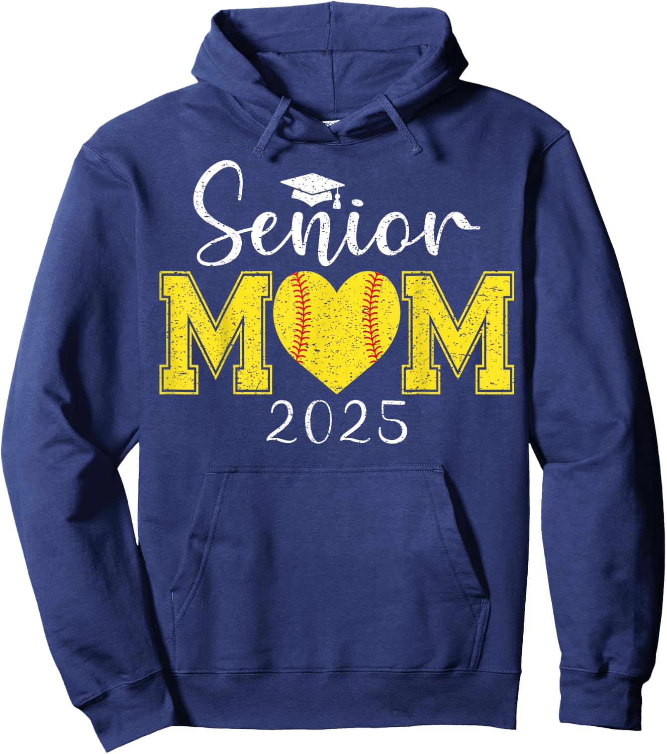 Senior Mom Softball 2025 Class Of 2025 Graduation Hoodie - Hoodie | Navy