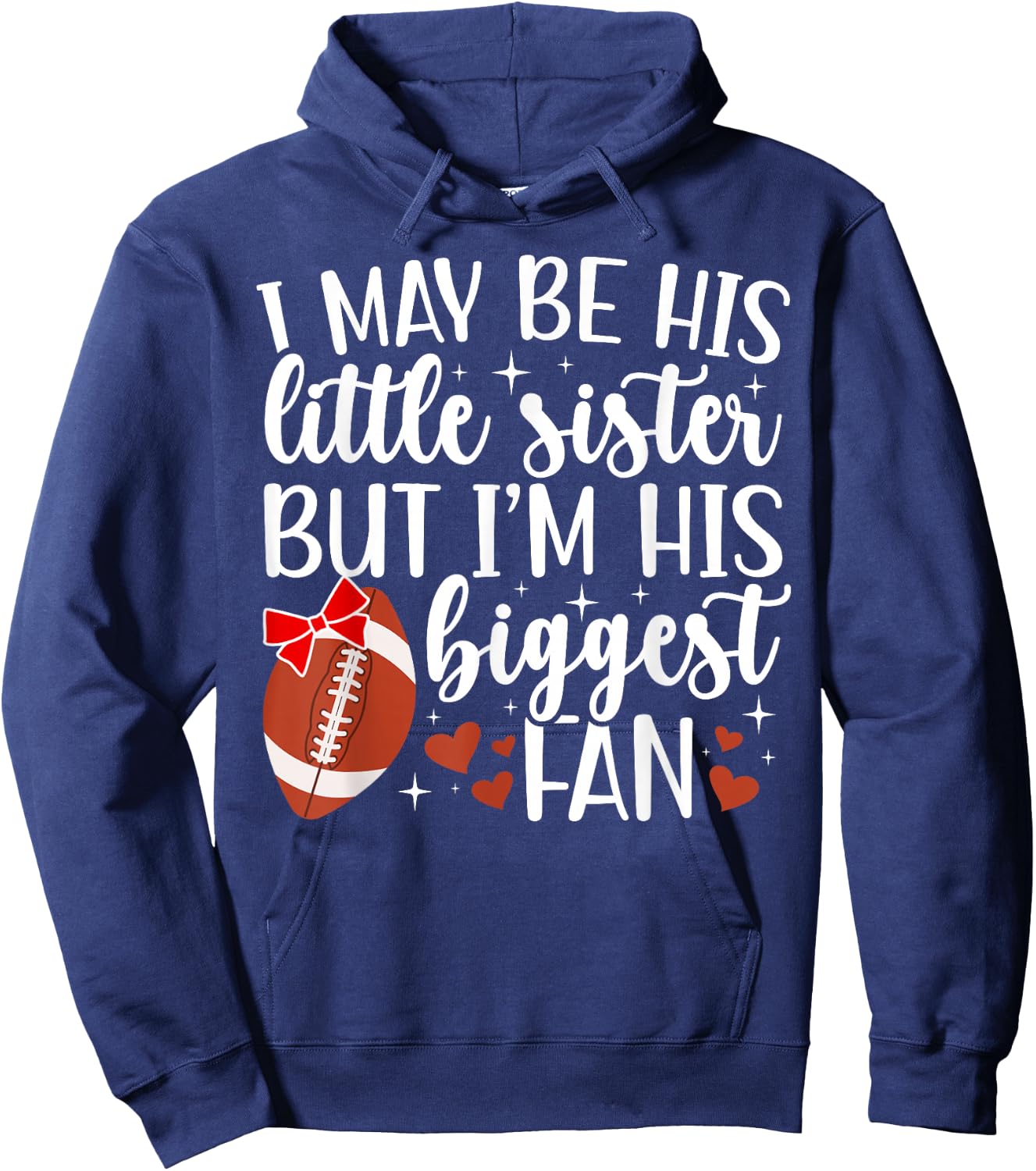 Little Sister Football Sister of A Football Player Hoodie - Hoodie | Navy