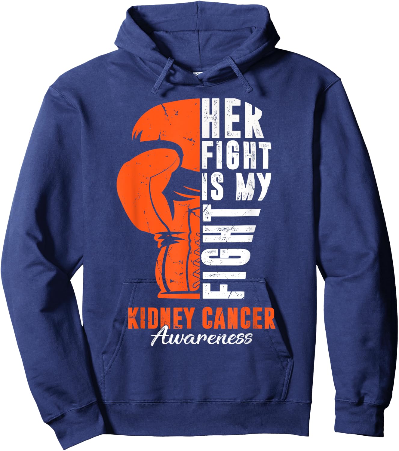 Her Fight Is My Fight Kidney Cancer Awareness Day Supporter Hoodie - Hoodie | Navy