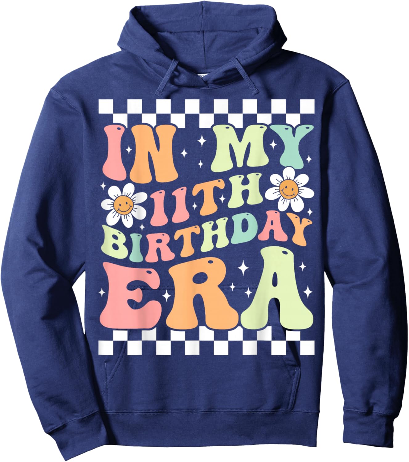 In My 11th Birthday Era Cute Groovy 11th Birthday Party Hoodie - Hoodie | Navy