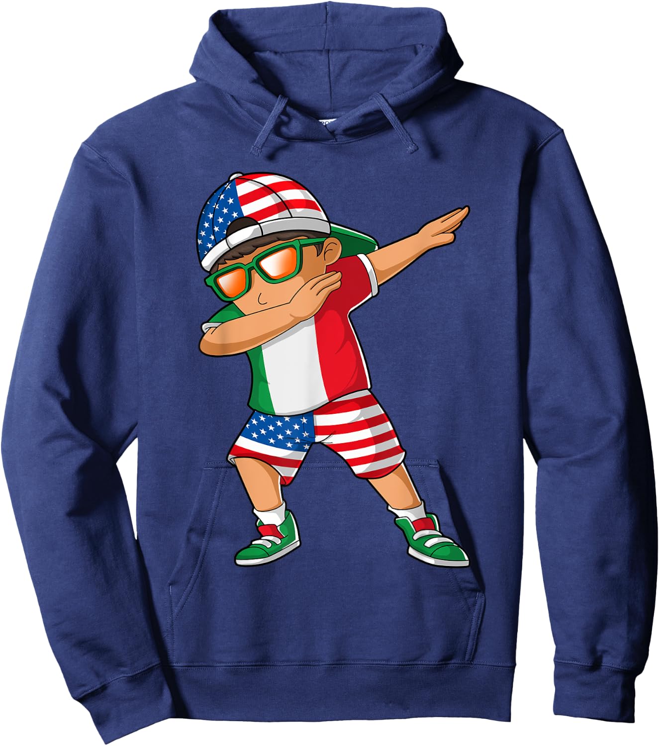 Half American Half Italian Boy Kid Italy Flag Patriotic Hoodie - Hoodie | Navy