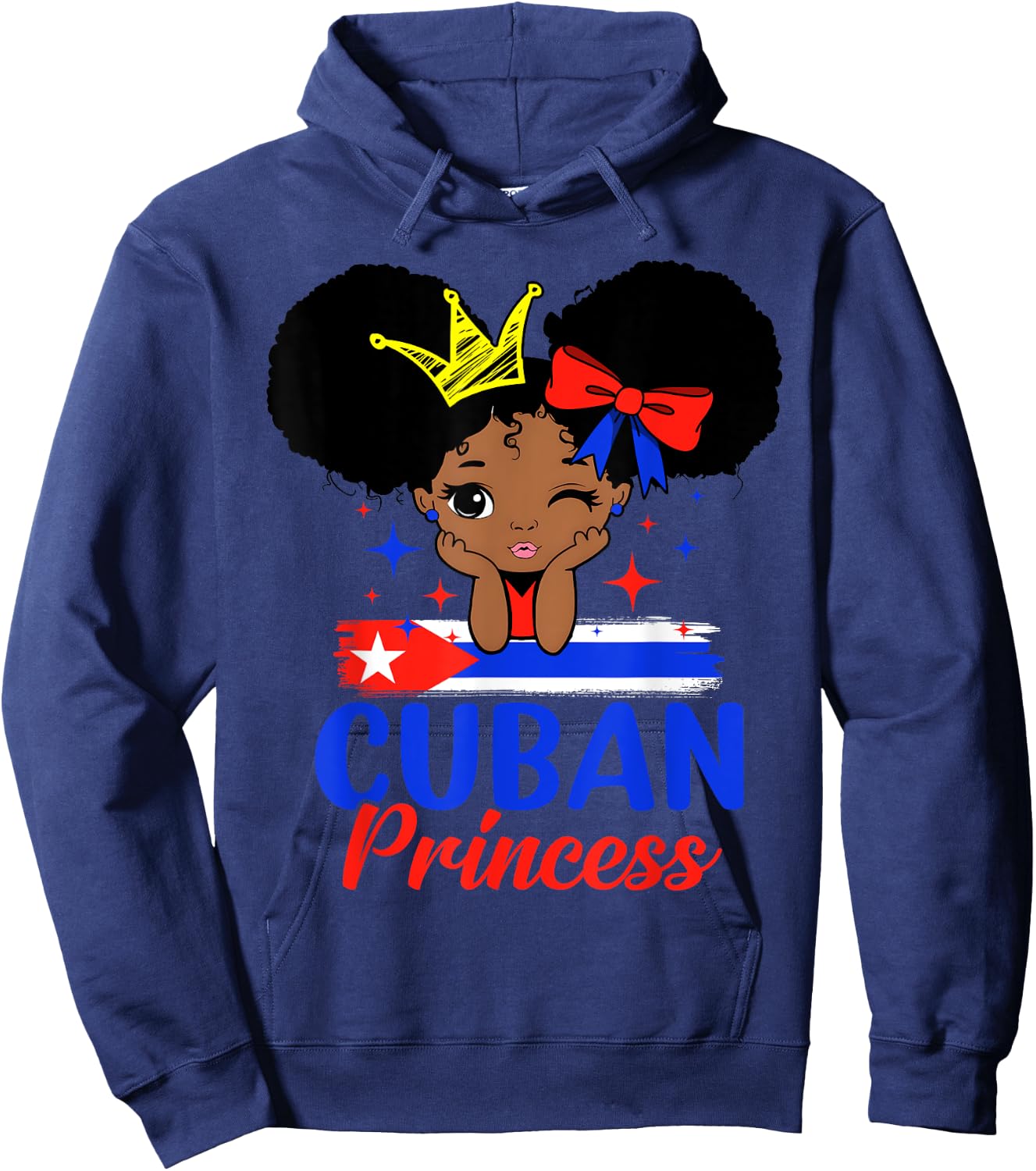 Cuban Princess Cuba Girl Melanin Cute Cuban Flag Hoodie - Hoodie | Navy