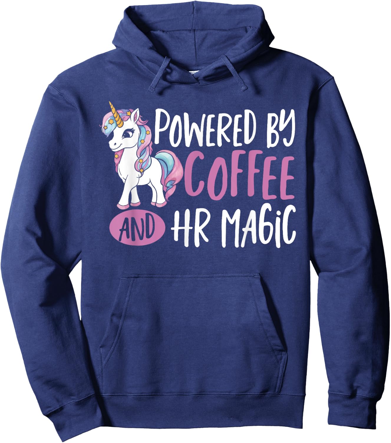 HR Manager Unicorn Powered By Coffee Human Resources HR Hoodie - Hoodie | Navy