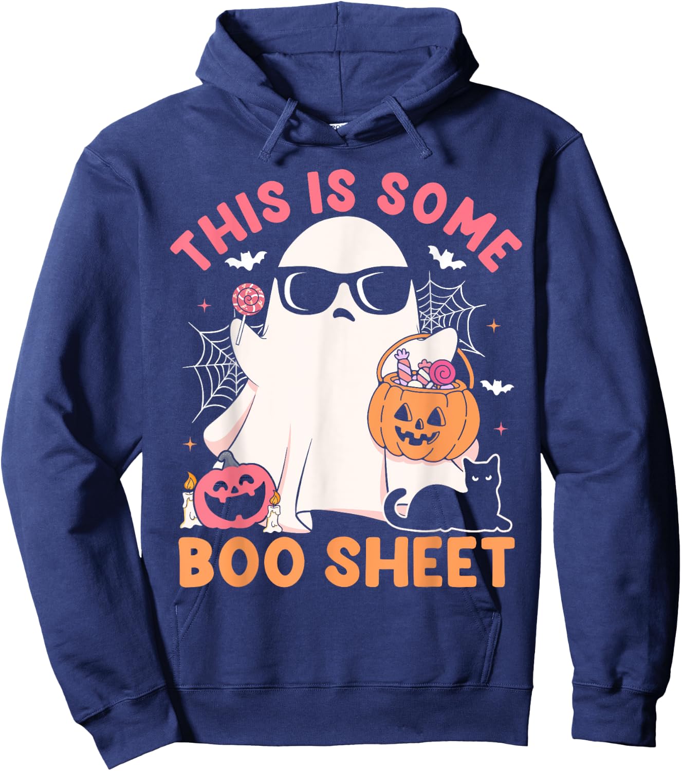 This Is Some Boo Sheet Cute Ghost Retro Halloween Costume Hoodie - Hoodie | Navy