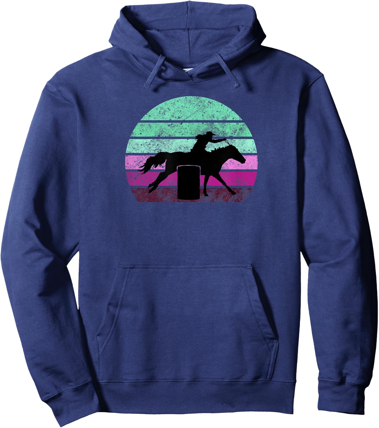 Barrel Racing - Horse Lover - Vintage Sunset - Country Girl Hoodie - Hoodie | Navy