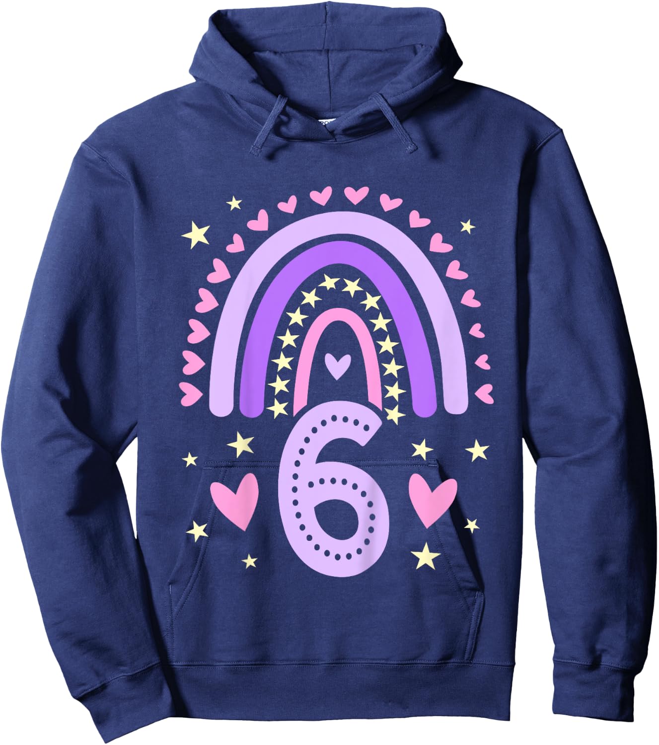 6th Birthday Rainbow Butterfly 6 Years Old Six 6 Birthday Hoodie - Hoodie | Navy
