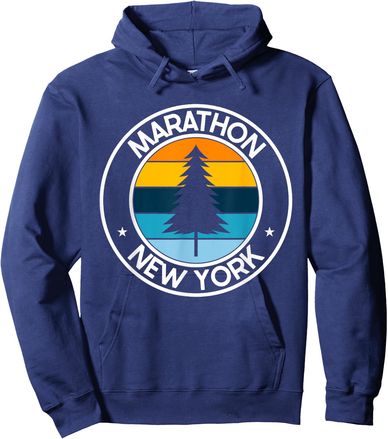 Marathon New York NY USA City Pride Retro Sunset Hoodie - Hoodie | Navy