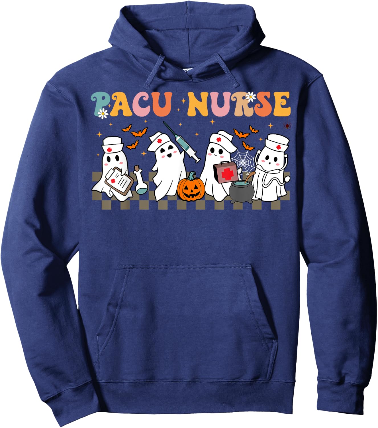 PACU Nurse Spooky Ghost Halloween Cute Nursing Costume Hoodie - Hoodie | Navy