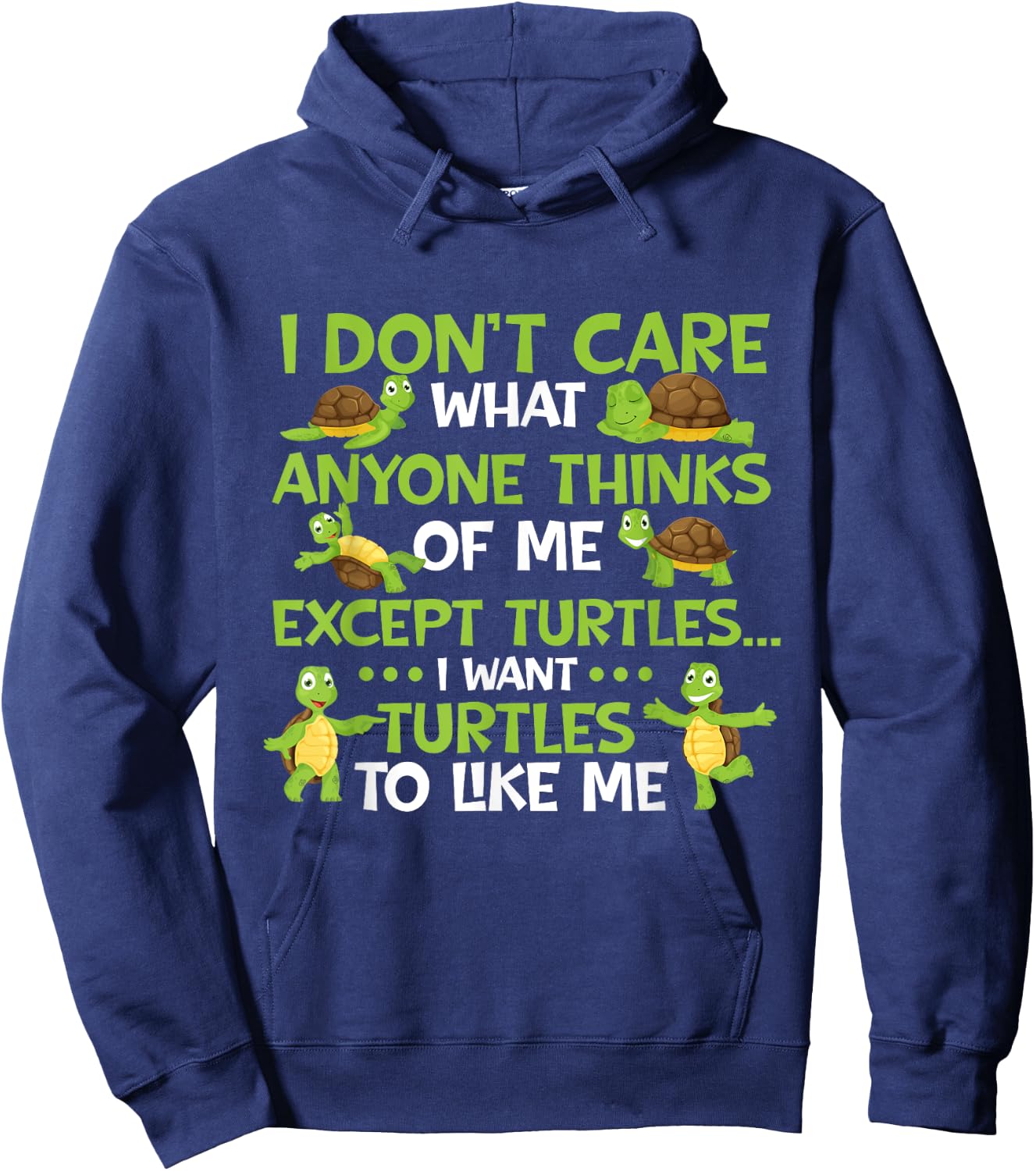 I Don't Care What Anyone Thinks Of Me - Cute Tortoise Beach Women Girls Kids Hoodie - Hoodie | Navy