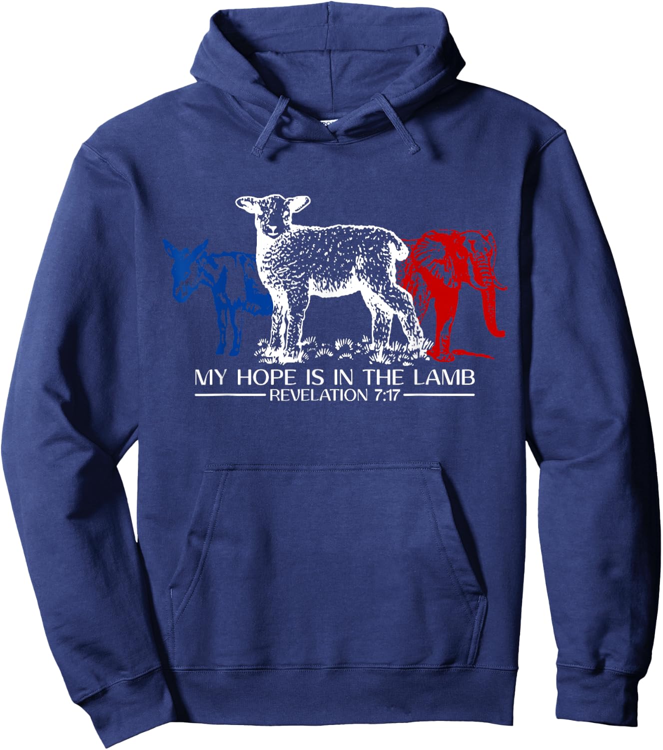 My Hope Is In The Lamb Revelation 7:17 Donkey Elephant Goat Hoodie - Hoodie | Navy