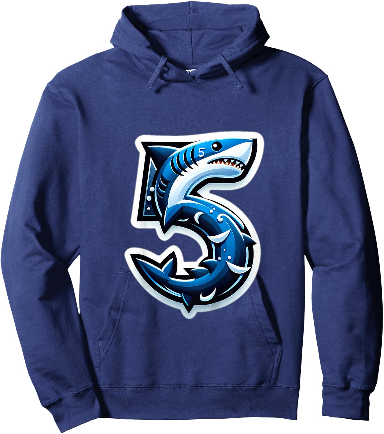 Kids Turning 5 Years Old Shark Birthday Party 5th Bday Boy, Girl Hoodie - Hoodie | Navy