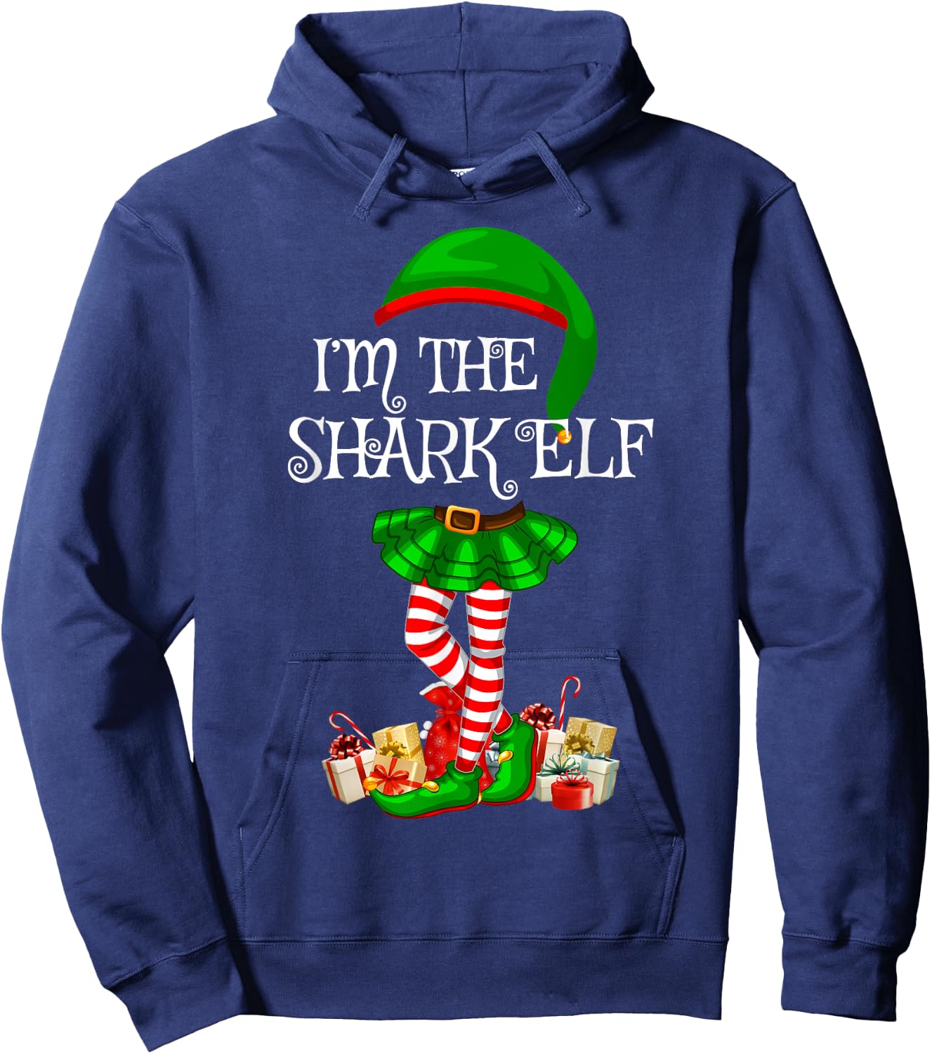 Matching Family Women Girls I'm The Shark Elf Christmas Hoodie - Hoodie | Navy