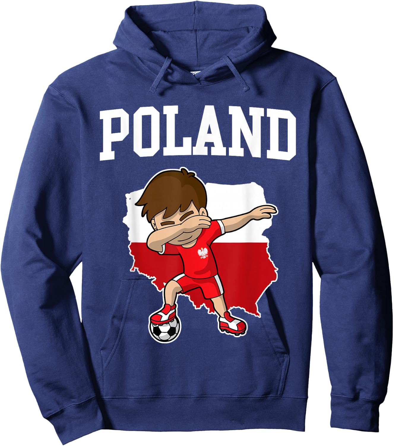 Poland Soccer Dabbing Football Polska Polish Kids Hoodie - Hoodie | Navy