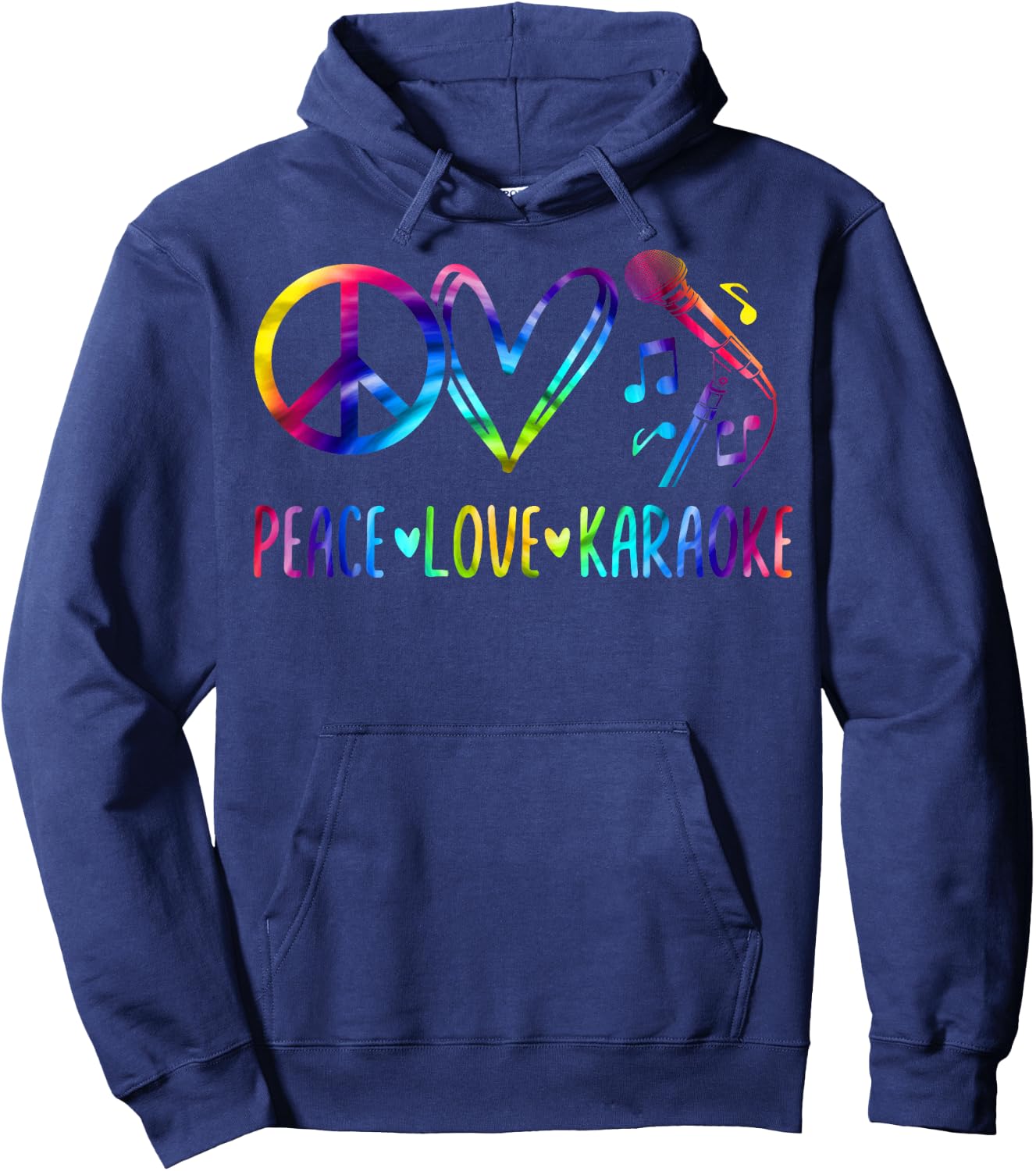 Karaoke Singer 80s Retro Vintage Peace Love Karaoke Hoodie - Hoodie | Navy