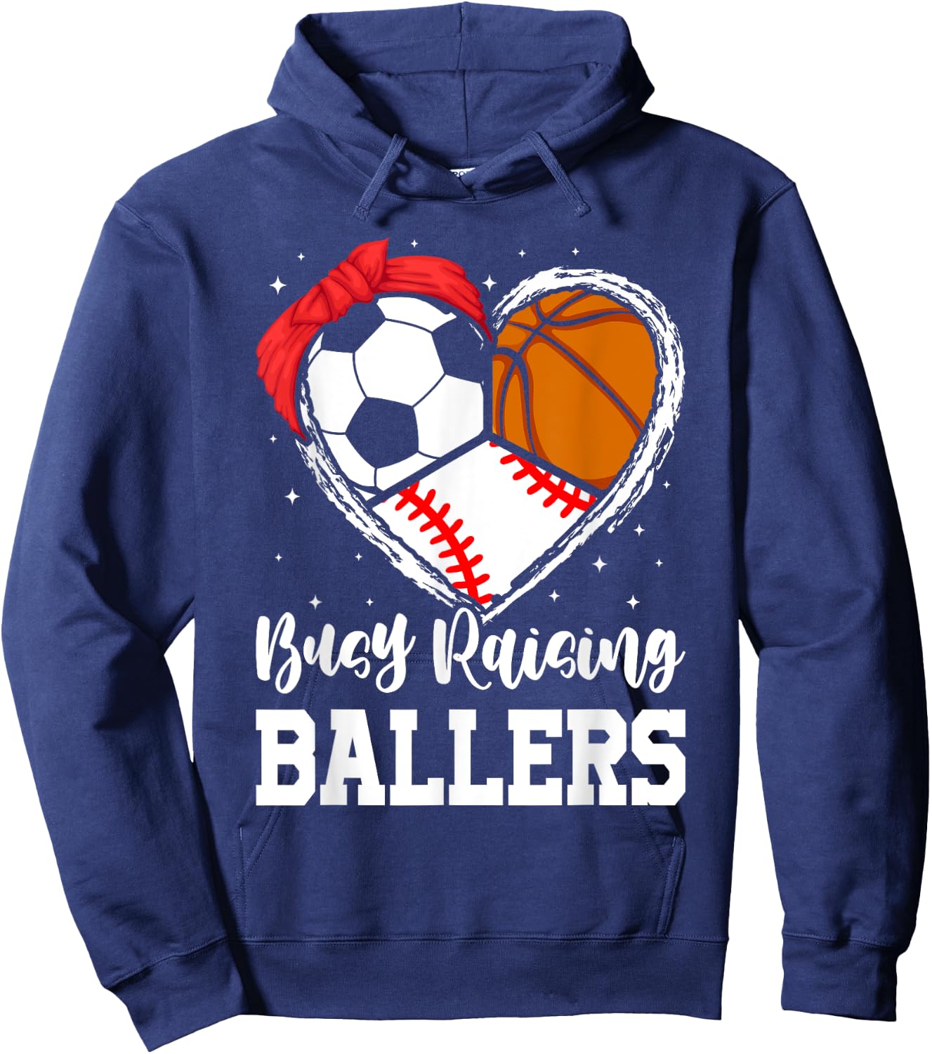 Busy Raising Ballers Funny Baseball Soccer Basketball Mom Hoodie - Hoodie | Navy
