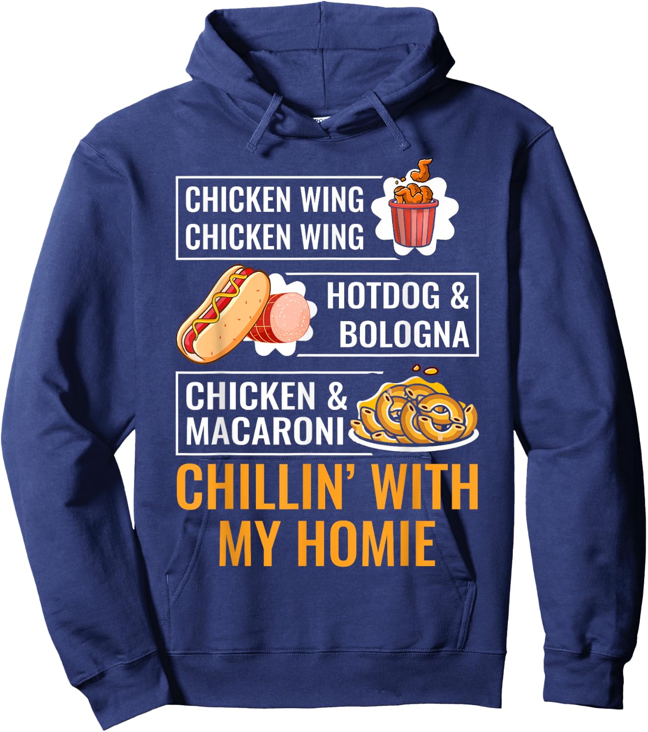 Cooked Chicken Wing Chicken Wing Hotdog Bologna Macaroni Men Women Kids Hoodie - Hoodie | Navy