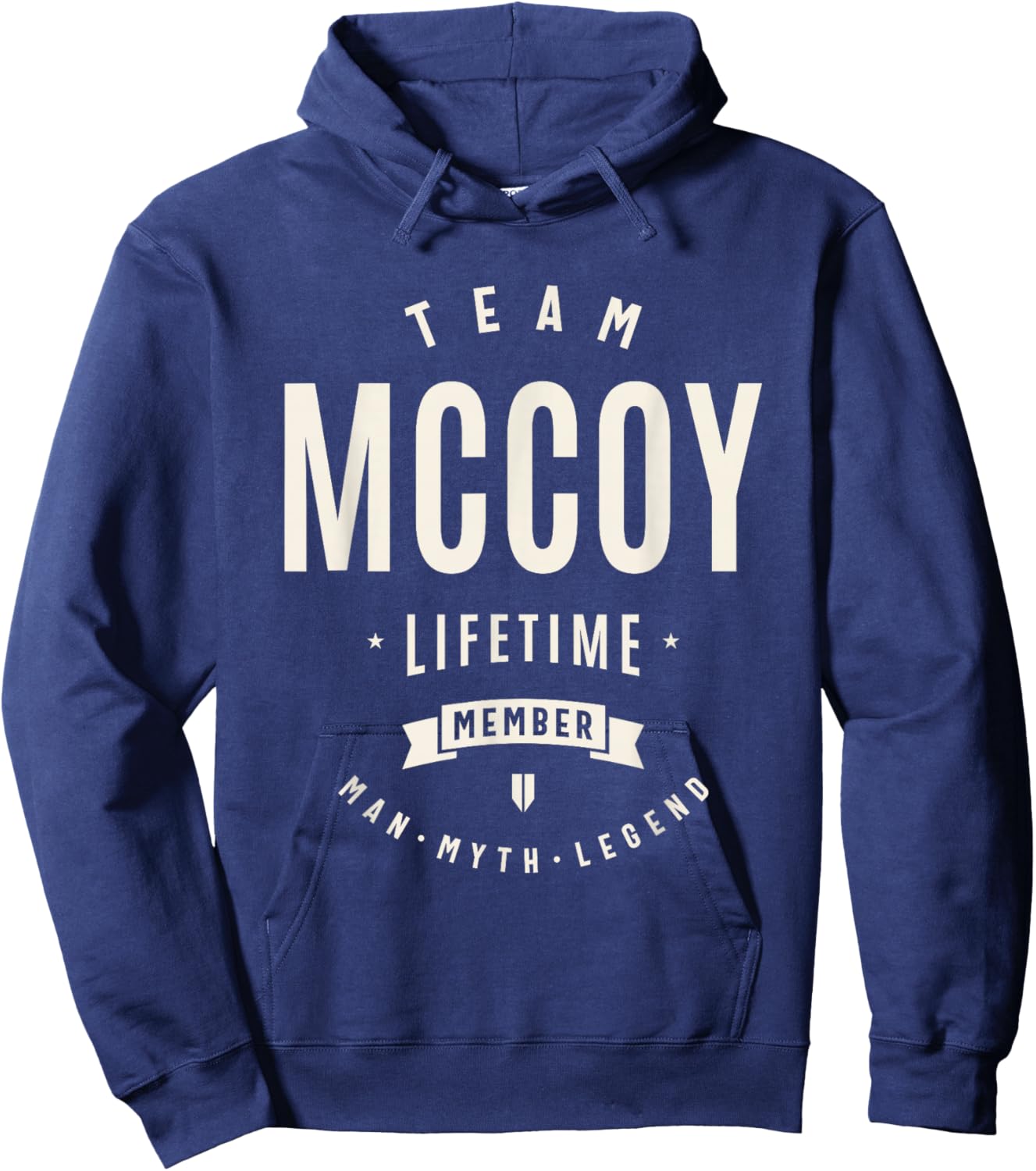 Mccoy Personalized Name Apparel Cld -Adult Fun Black Small Short Sleeve Team Mccoy Lifetime Member Man Myth Legend Hoodie - Hoodie | Navy