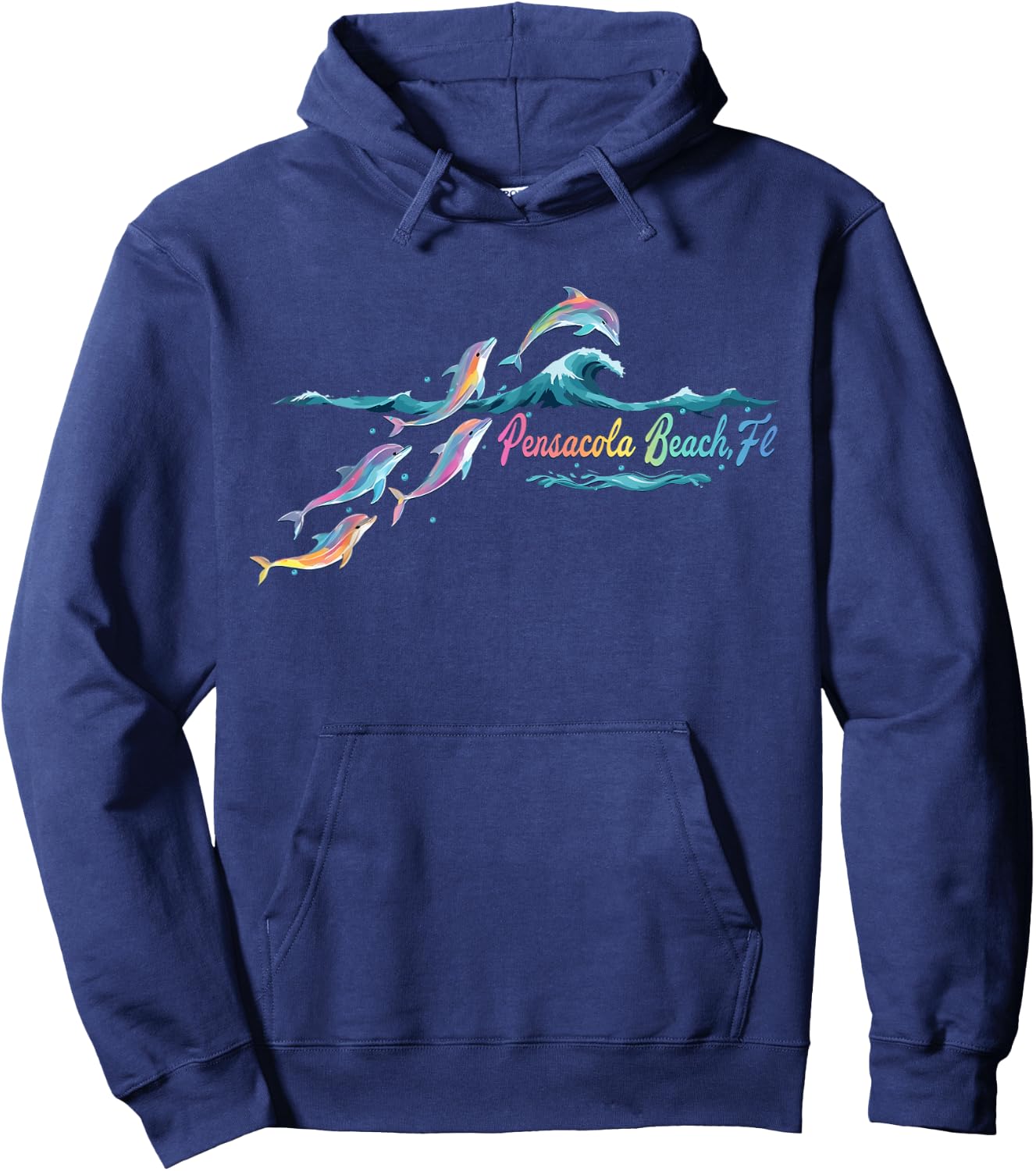 Pensacola Beach Florida Colorful Dolphin Lover Beach Hoodie - Hoodie | Navy