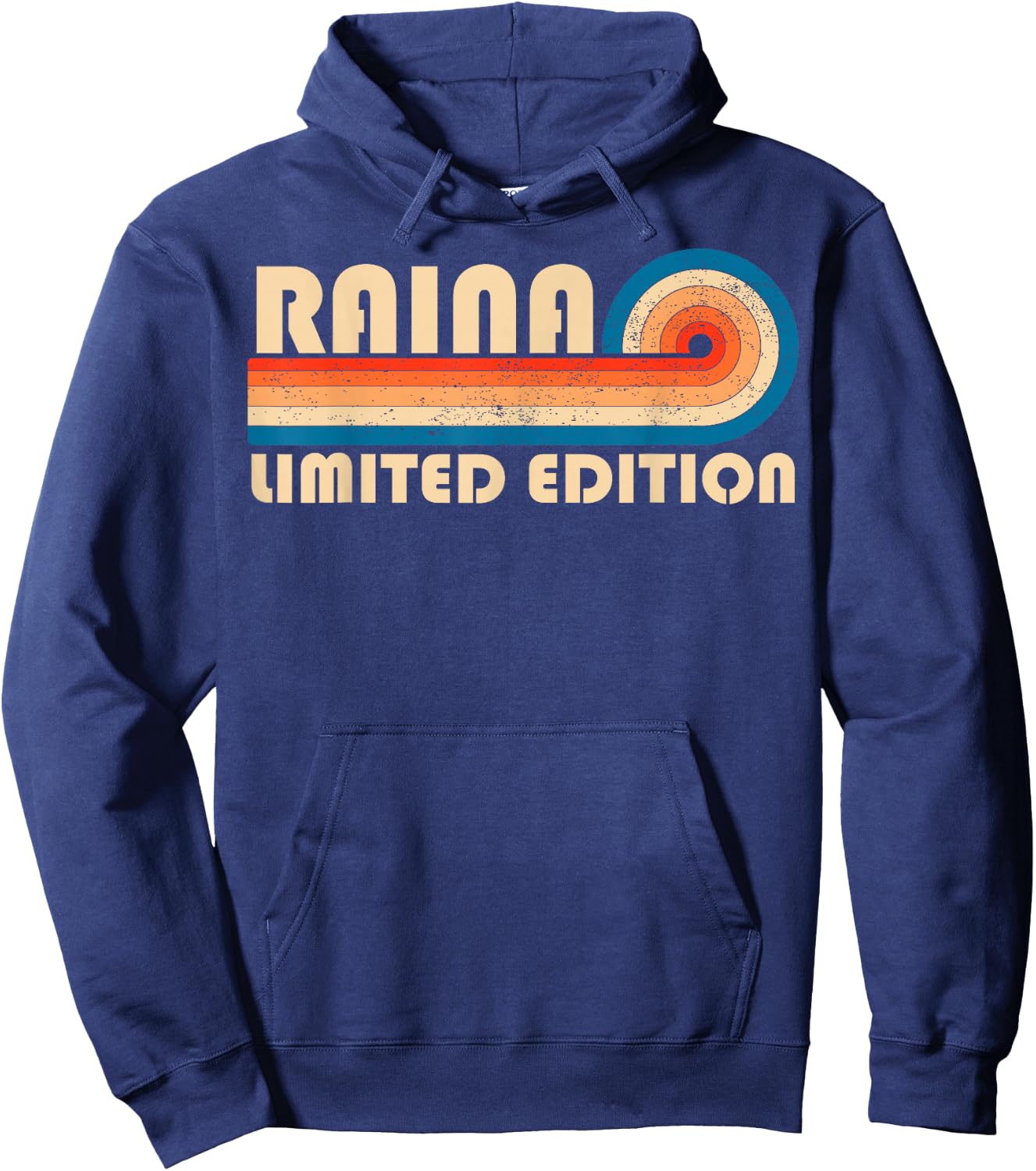 RAINA Surname Retro Vintage 80s 90s Birthday Reunion Hoodie - Hoodie | Navy