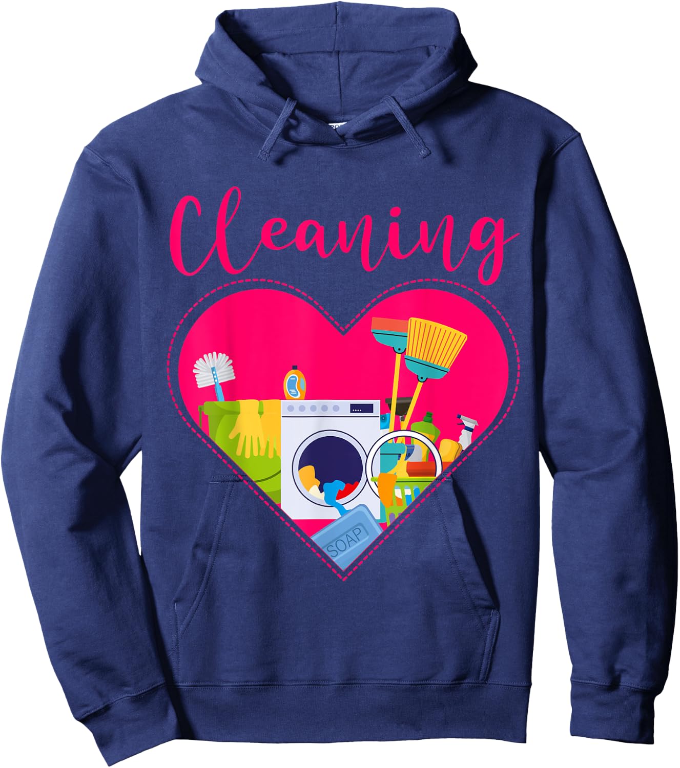Cleaning Heart Shirt Cleaning Uniform For Cleaners Cleaning Hoodie - Hoodie | Navy