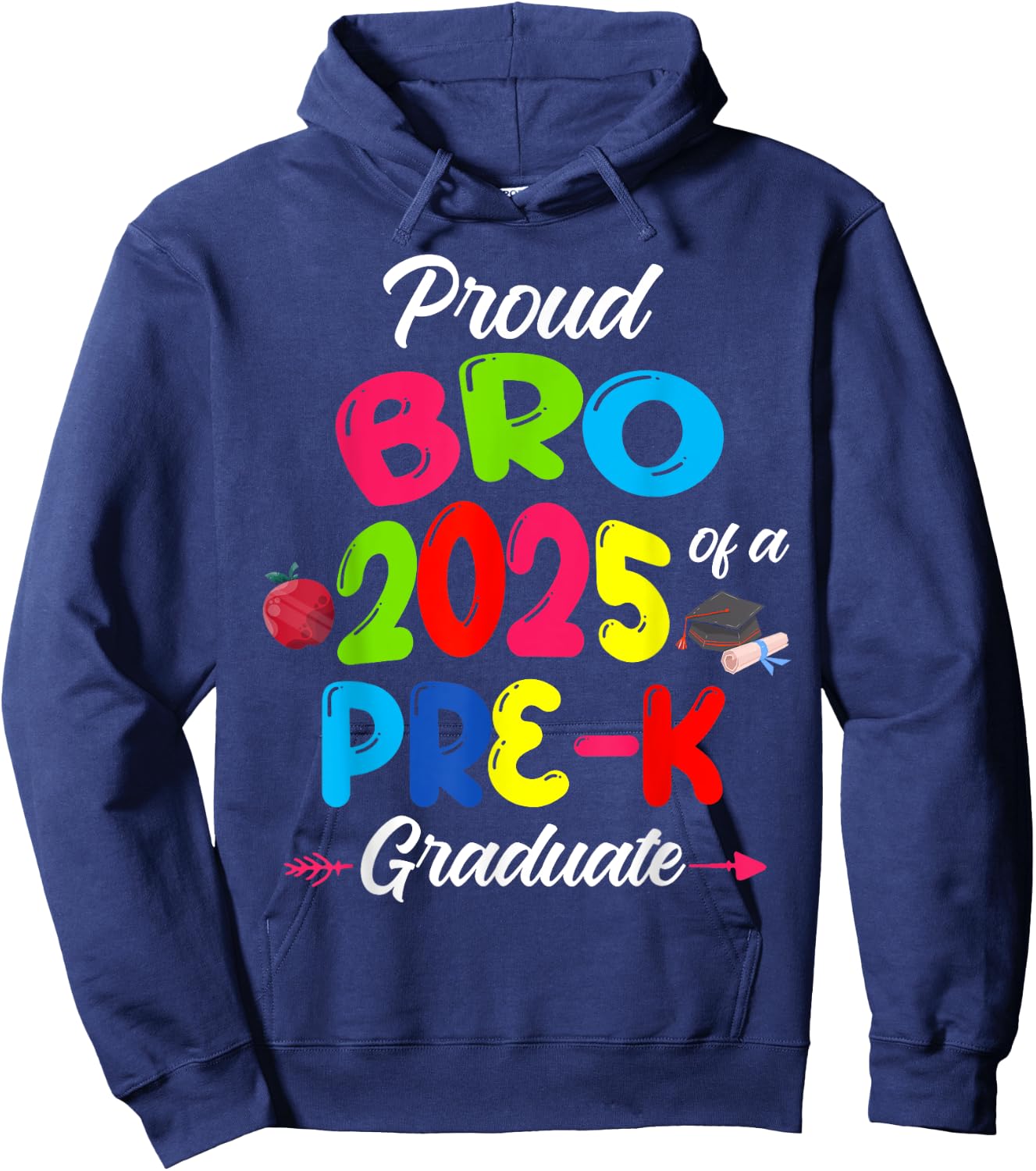 Proud Brother of 2025 Pre-K Graduate Cute Family Matching Hoodie - Hoodie | Navy
