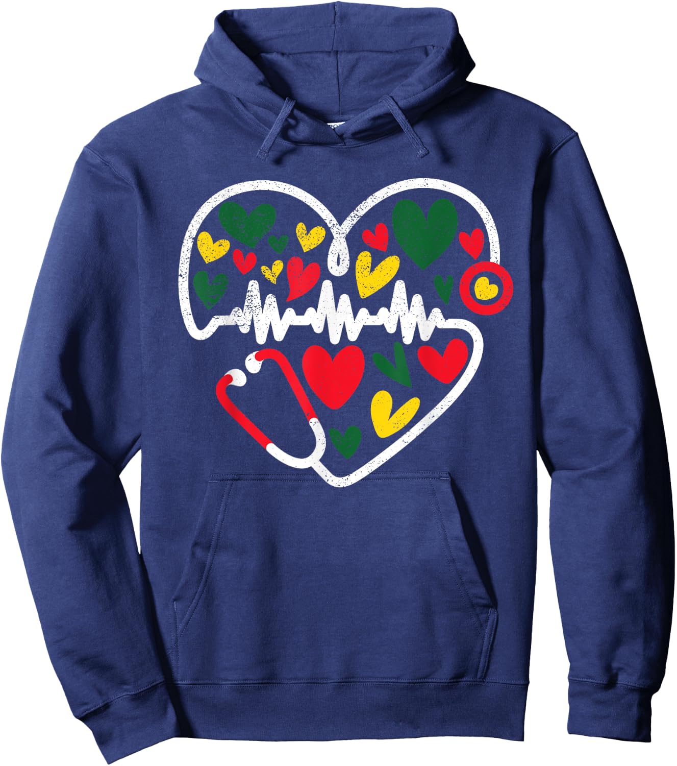 Nurse Juneteenth Outfit Women Stethoscope Heart Black Nurses Hoodie - Hoodie | Navy