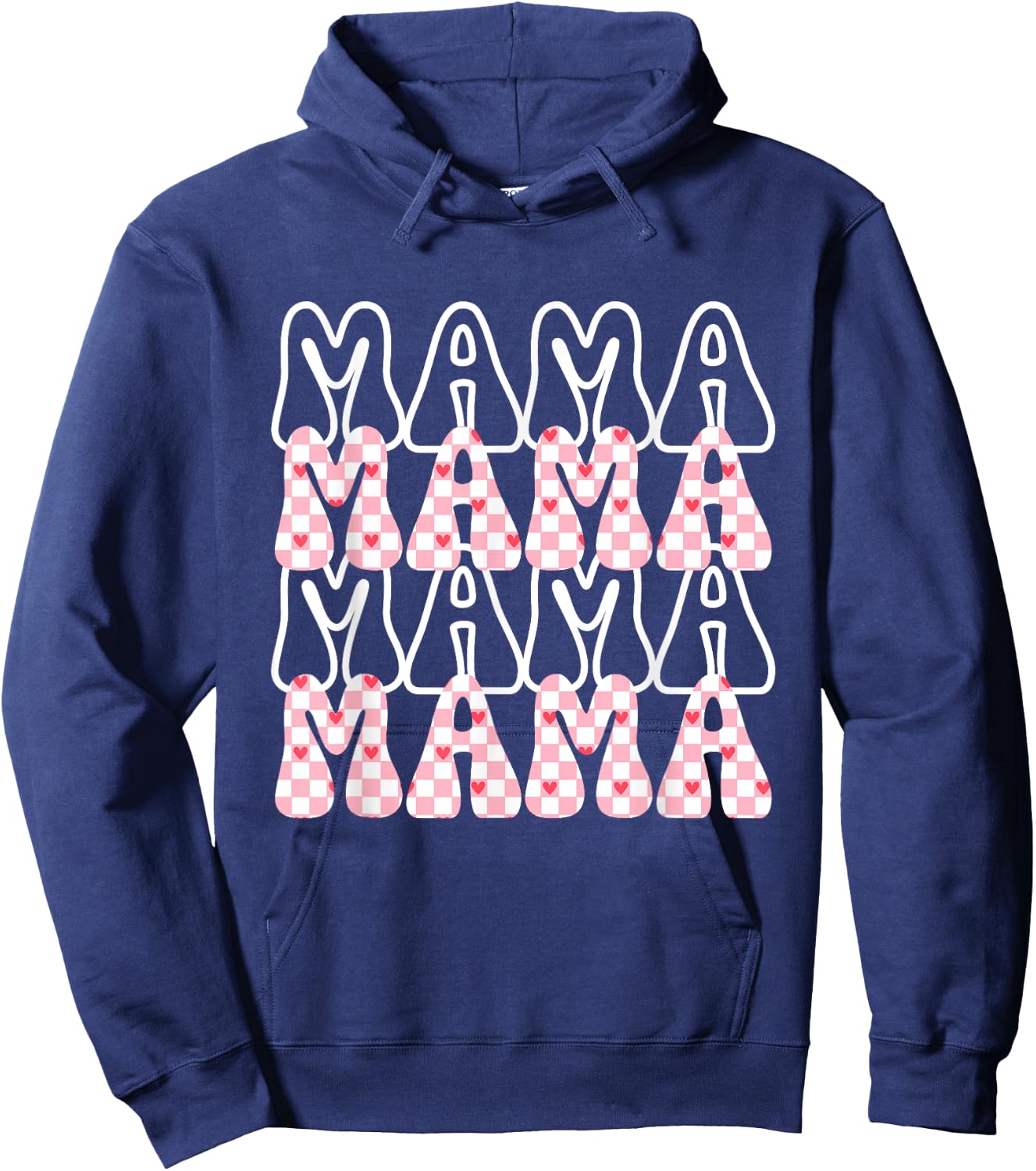 Groovy Checkered Mama Funny Women Mom Mothers day Hoodie - Hoodie | Navy