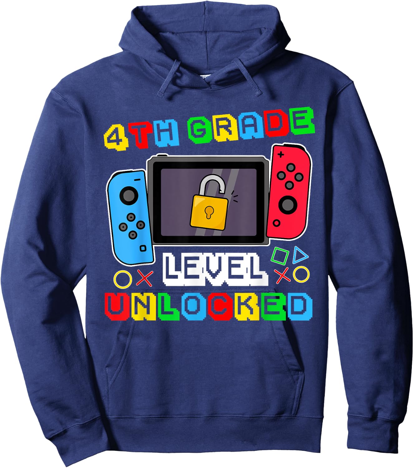 4th grade Level Unlocked Gamer Back to School Boy Hoodie - Hoodie | Navy